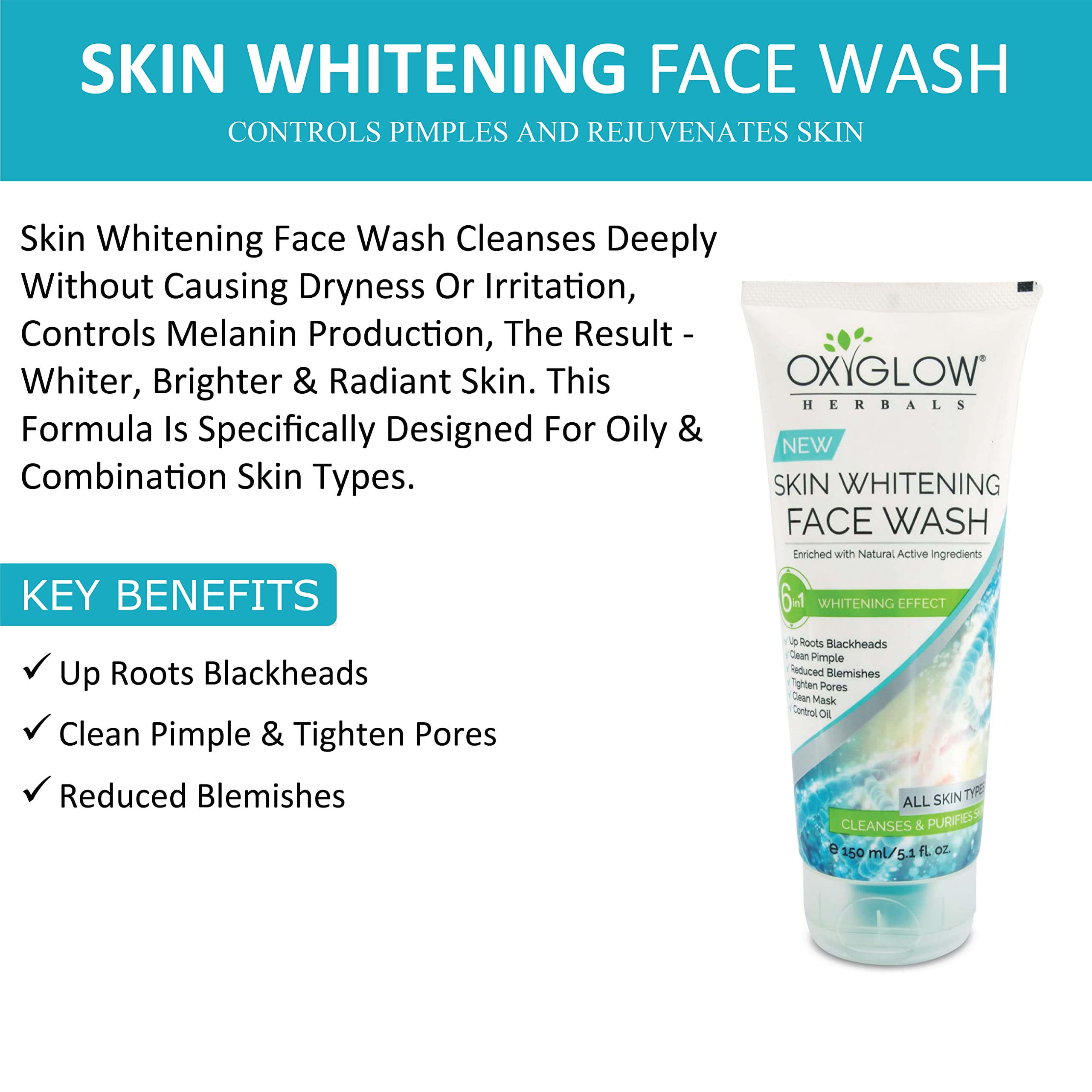 OxyGlow Herbals Gold Saffron Face Wash Combo - 100gm & 150ml for Radiant Skin
