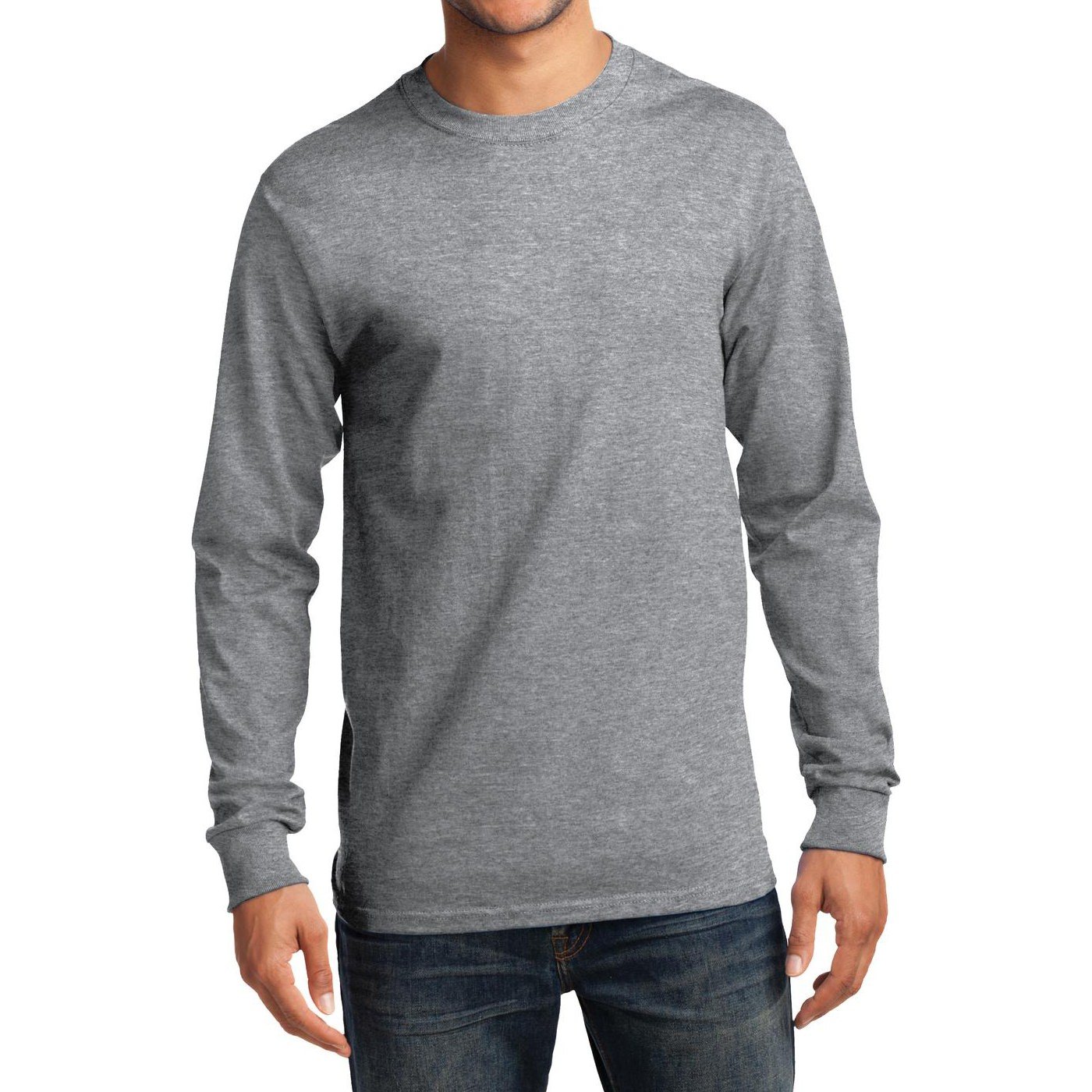 Men's Long Sleeve Essential T-Shirt - Soft Cotton Crewneck Basic Tee for Casual Wear, Layering & Everyday Comfort
