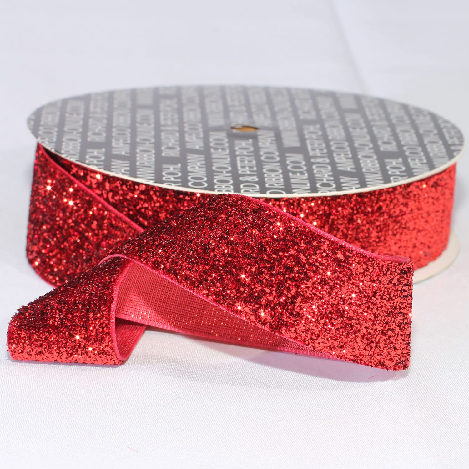 Scarlet Glitter Woven Edge Velvet Craft Ribbon - 1 Inch x 11 Yards for Gift Wrapping, DIY Crafts, Holiday Decorations & Party Supplies