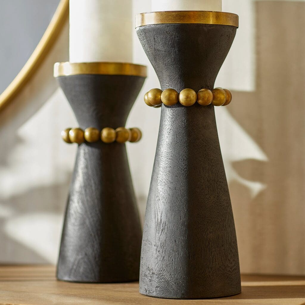 Cyan Design 11514 Parvati Candle Holder - Antique Brass & Black Finish, Small Size - Perfect for Home Decor, Table Centerpiece, and Romantic Ambiance