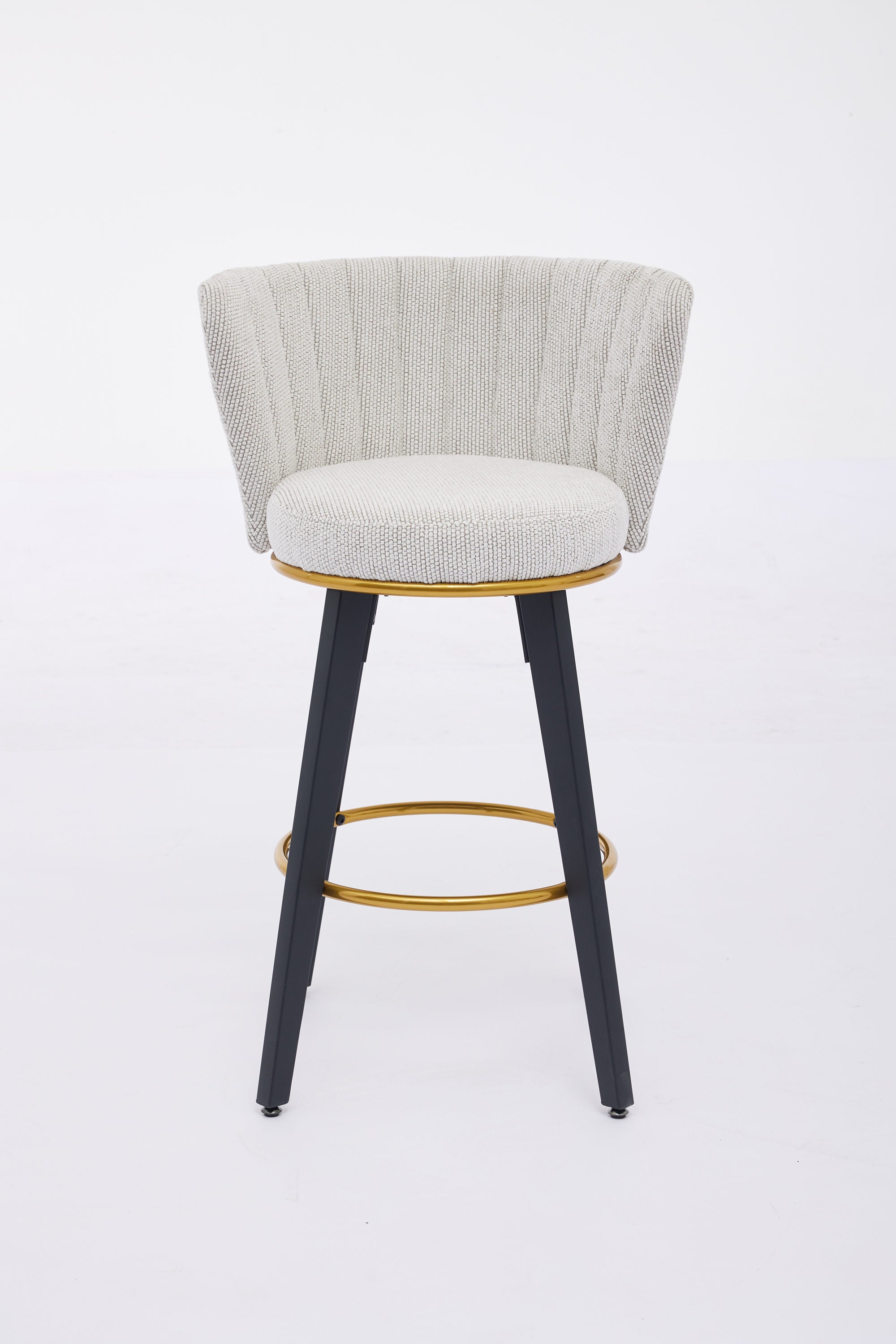 2-Pack Counter Height Bar Stools with 360° Swivel, Upholstered Back & Metal Legs - 26 Inch Seat Height, Velvet Fabric & Gold Footrest - Perfect for Kitchen Islands, Breakfast Bars & Home Decor