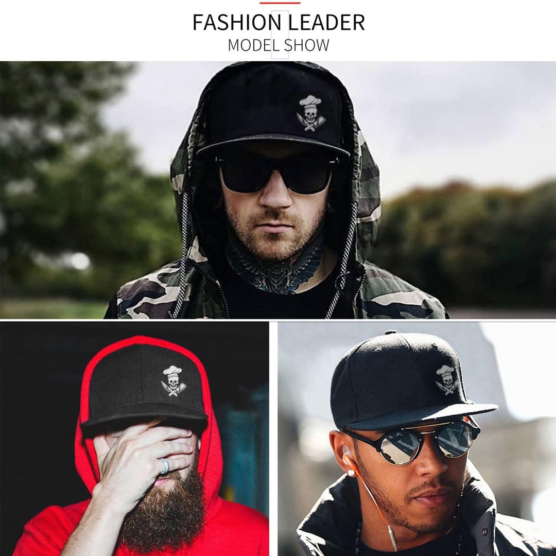 Negi Snapback Hats for Men - Black Adjustable Trucker Hat for Dad & Boys, Baseball Cap with Skull Design | Perfect for Casual Wear, Sports & Outdoor Activities