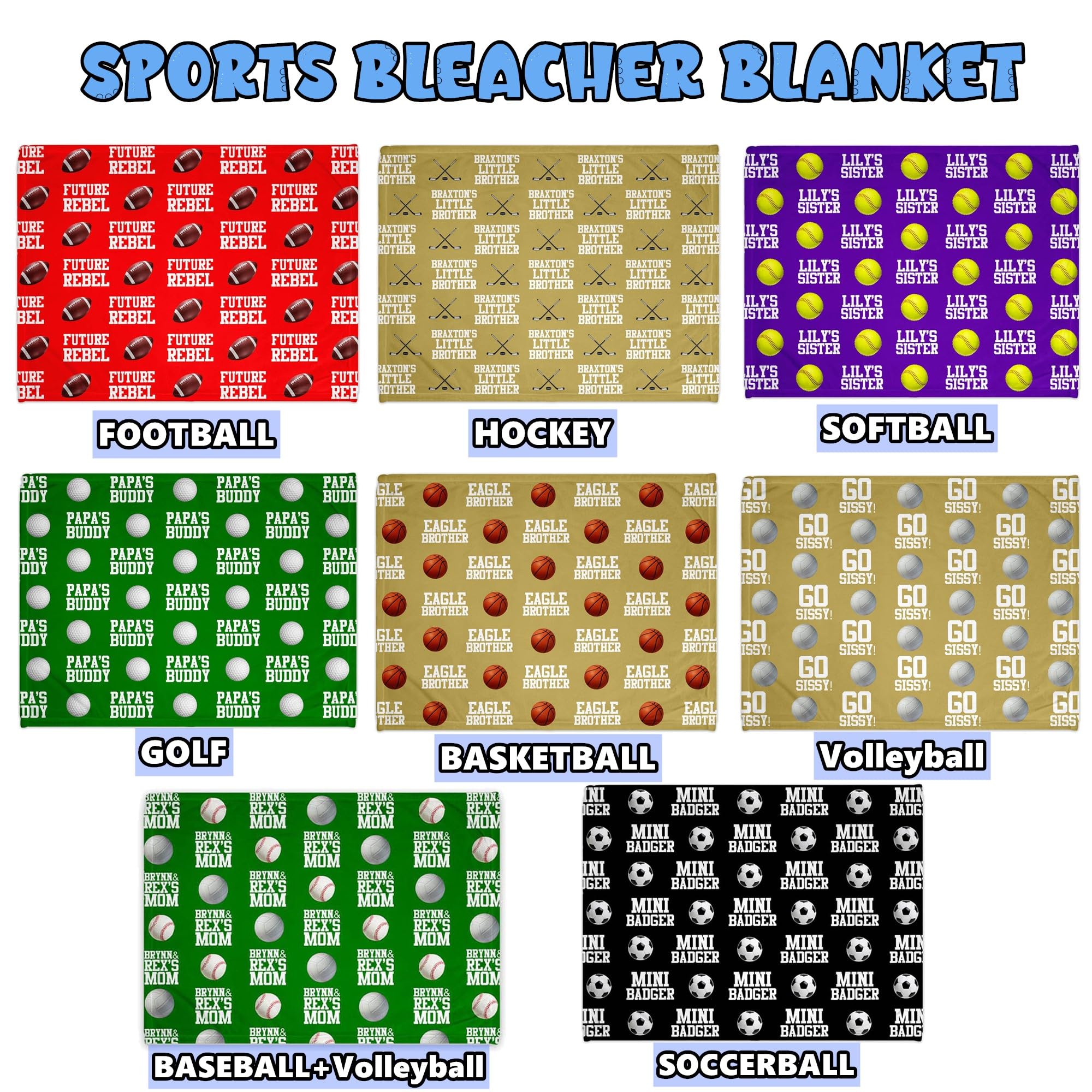 Custom Personalized Sports Bleacher Blanket with Name - Football Team Blanket for Women & Men - Wearable Stadium Blanket for University Games, Football Season & Tailgating - Perfect for Game Day, Christmas Gifts & Outdoor Events