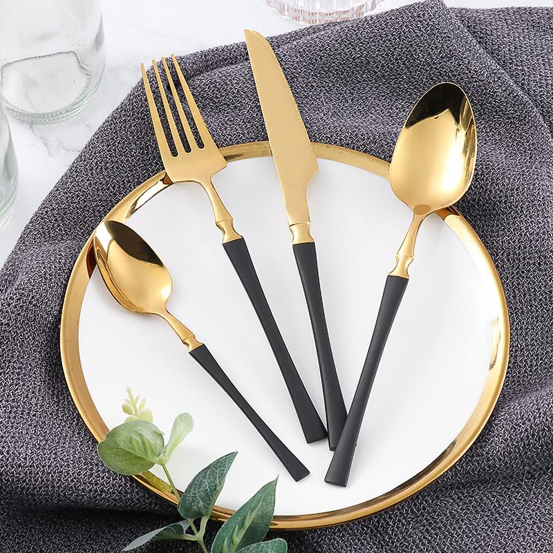24-Piece Stainless Steel Silverware Set - Mirror Polished Flatware Cutlery for Dining, Includes Knives, Forks & Spoons - Dishwasher Safe Gray Tableware Set for Restaurants, Dinner Parties & Home Use