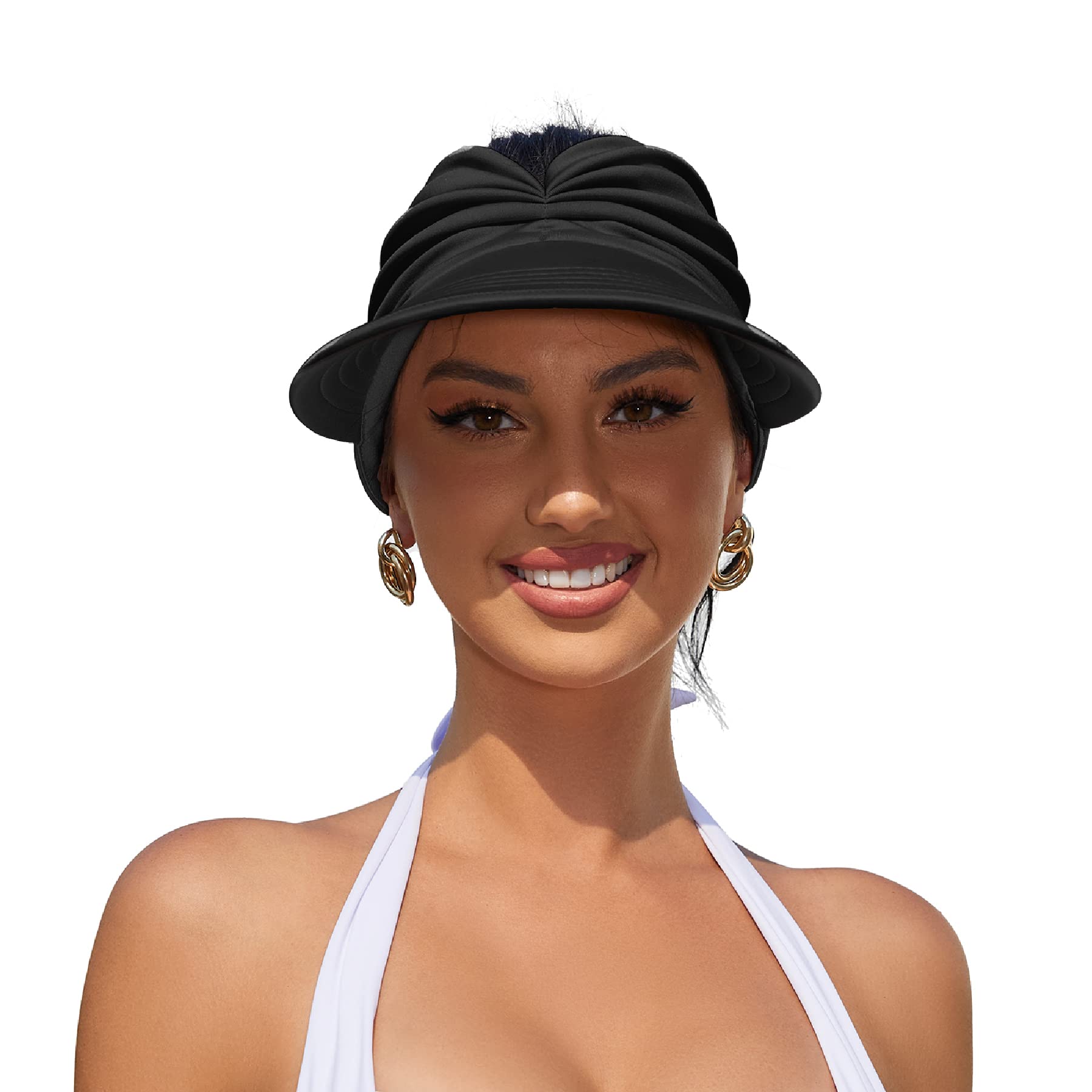 Women's UPF 50+ Sun Visor Hat - Wide Brim UV Protection Summer Beach Hat - Foldable Golf Visor for Outdoor Sports, Travel & Gardening