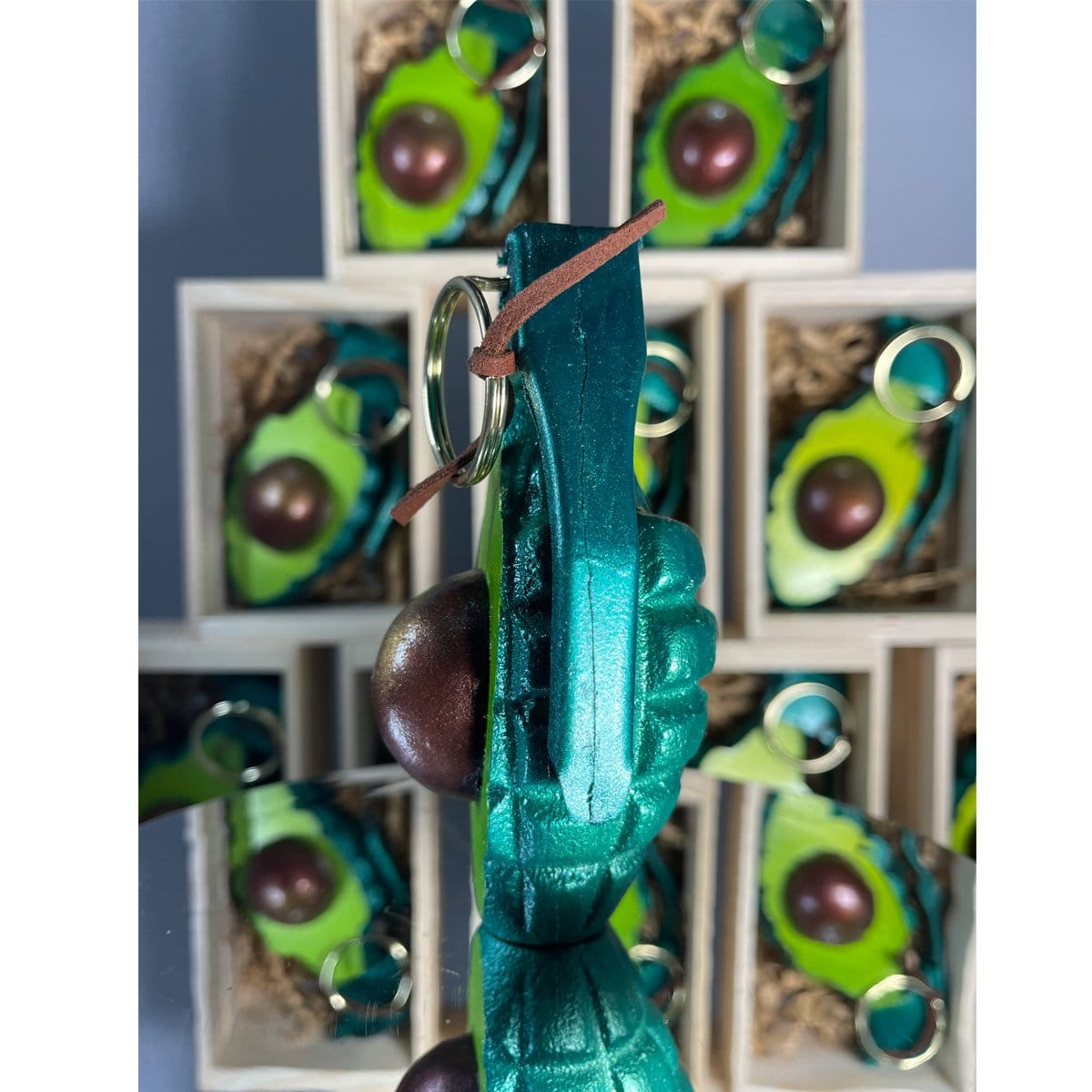 JesseJFR Avocado Grenade Resin Sculpture - Unique Art Collectible for Home Decor, Office Display & Gift Giving | Let Them Eat War Statement Piece