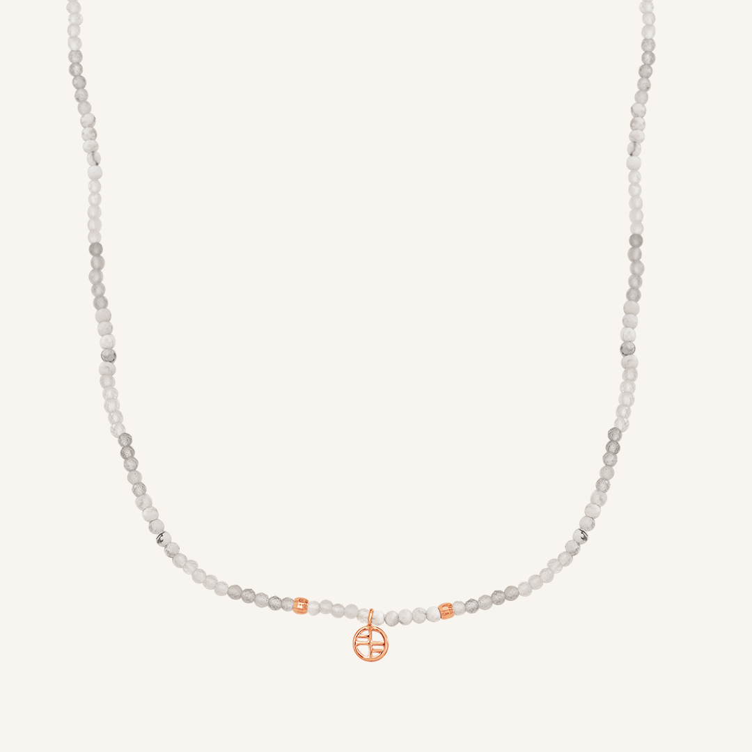 Healing Howlite Stone Necklace for Women - Natural White Howlite Beaded Jewelry for Stress Relief & Positive Energy - Perfect for Meditation, Yoga & Spiritual Healing