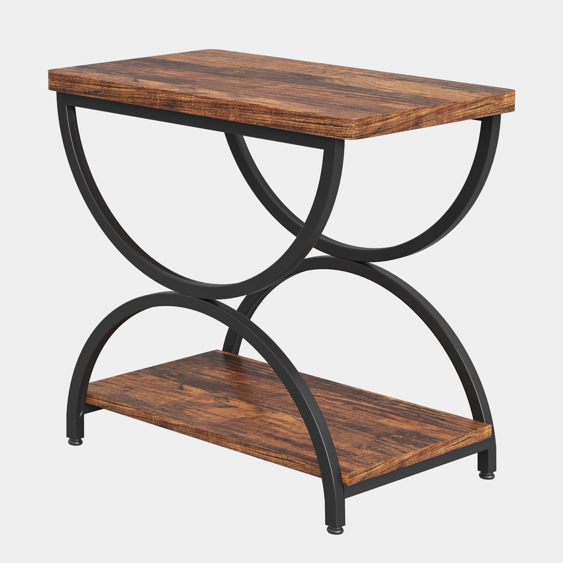 2 Tier End Table with Metal Frame - Modern Rectangular Side Table for Living Room, Bedroom & Office - Sturdy & Stylish Home Decor Accent Piece