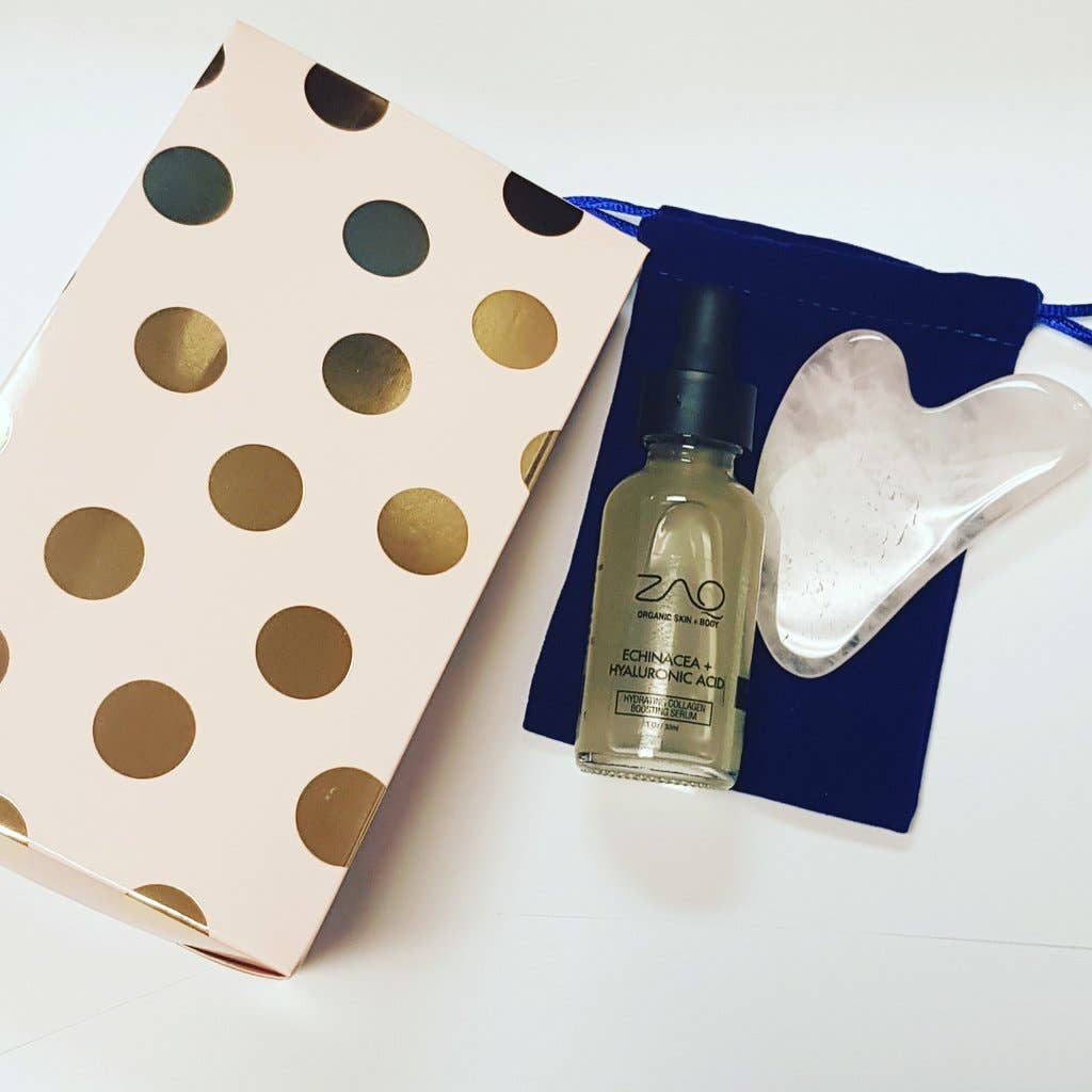 Best Hydrating Collagen Boosting Serum & Rose Quartz Gua Sha Set for Anti-Aging Skincare - Perfect for Facial Massage and Glowing Skin Routine
