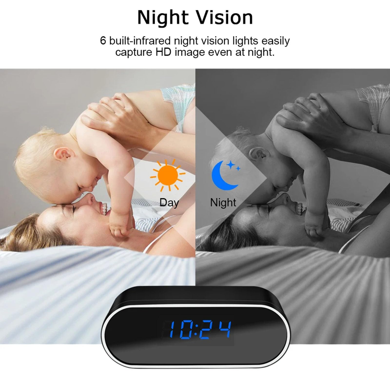 FKINGLRK WiFi Mini Spy Hidden Alarm Clock Camera - Full HD 1080P Wireless Security Camera with Motion Detection & Night Vision for Home, Office, Baby Monitor, Nanny Cam, and Secret Surveillance
