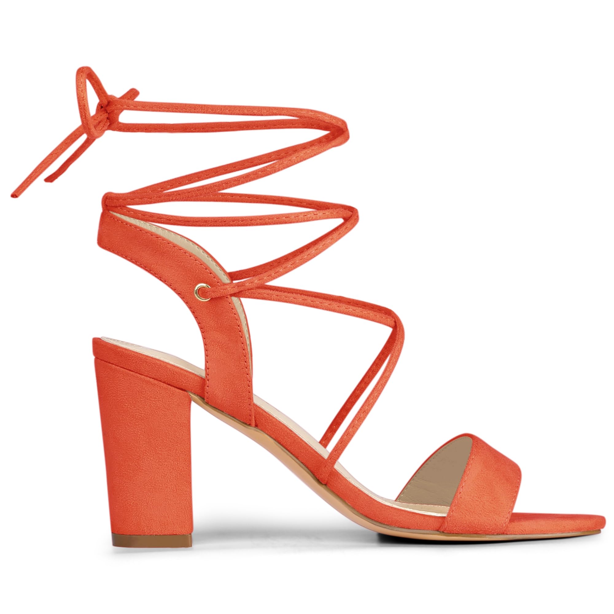Allegra K Women's Clear Strap Block Heel Lace Up Sandals - Comfortable Chunky Heels for Wedding, Party & Evening Wear