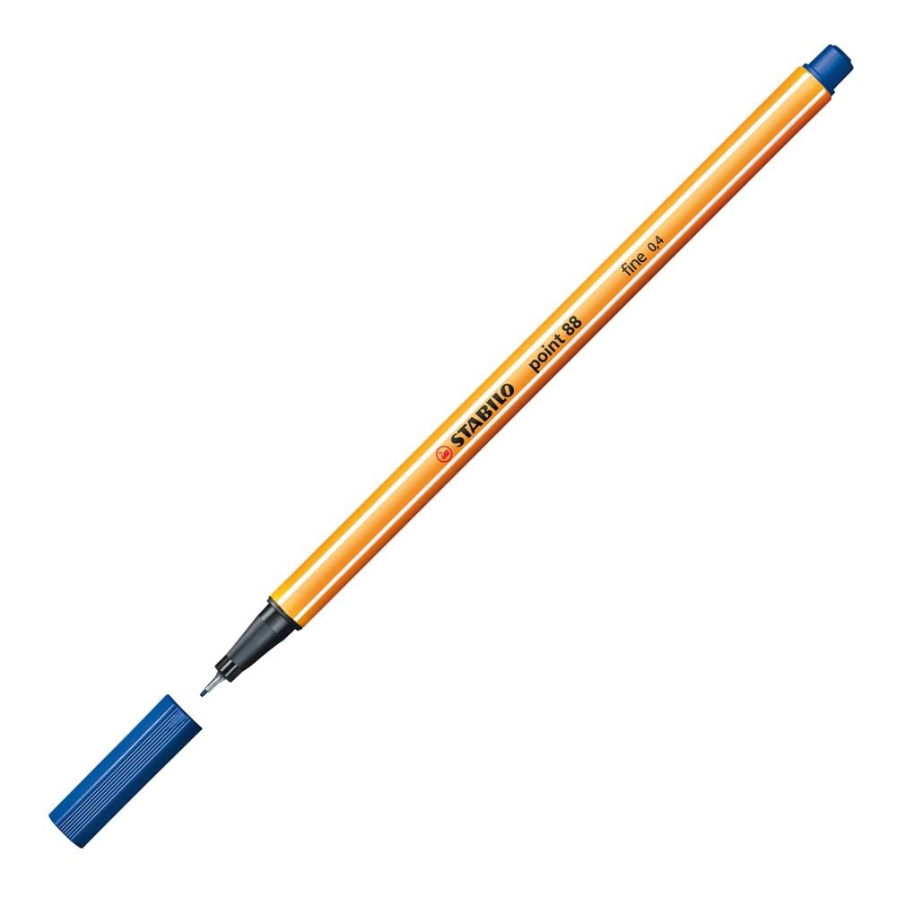 Stabilo Point 88 Fineliner Pens - 10 Pack Ultramarine Blue Fine Tip Marker Pens for Journaling, Note Taking & Art Projects