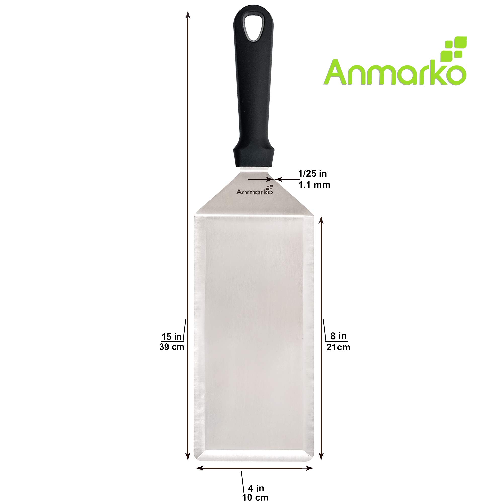 Large 4x8 Inch Heavy Duty Metal Griddle Spatula - Professional Burger Smasher, Hamburger Turner & Pancake Flipper - Commercial Grade Grill Scraper for BBQ, Flat Top Griddles & Outdoor Cooking - Perfect for Backyard Grilling, Camping & Restaurant Use