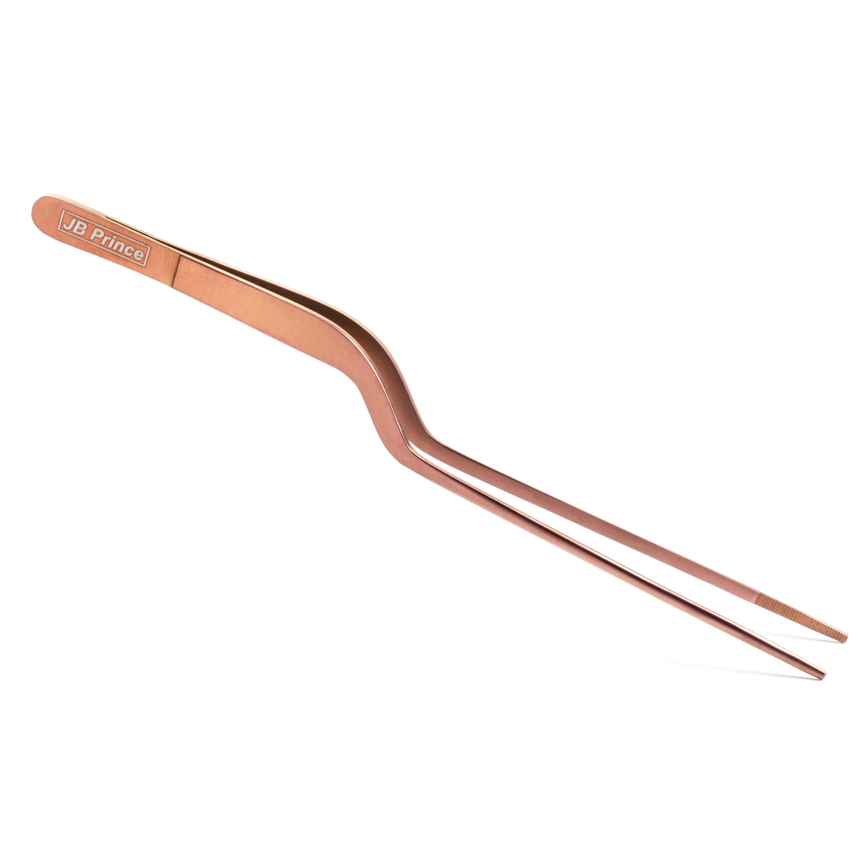 JB Prince Offset Fine Tip Tweezer 7.8 Inches - Professional Stainless Steel Tweezers for Precision Work, Jewelry Making, Electronics Repair & Eyebrow Grooming