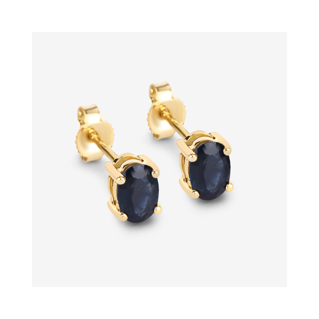 10K Gold Blue Sapphire Stud Earrings for Women - Genuine Gemstone Jewelry Gift for Birthday, Anniversary & Special Occasions
