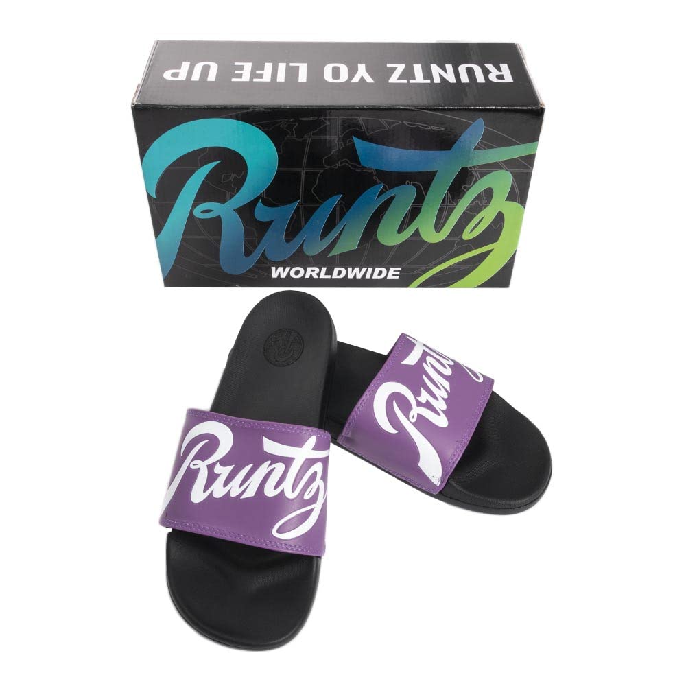 RUNTZ Script Slides - Purple Comfortable Sneakers for Men & Women | Trendy Streetwear Fashion Shoes for Casual Wear, Running, and Gym Workouts