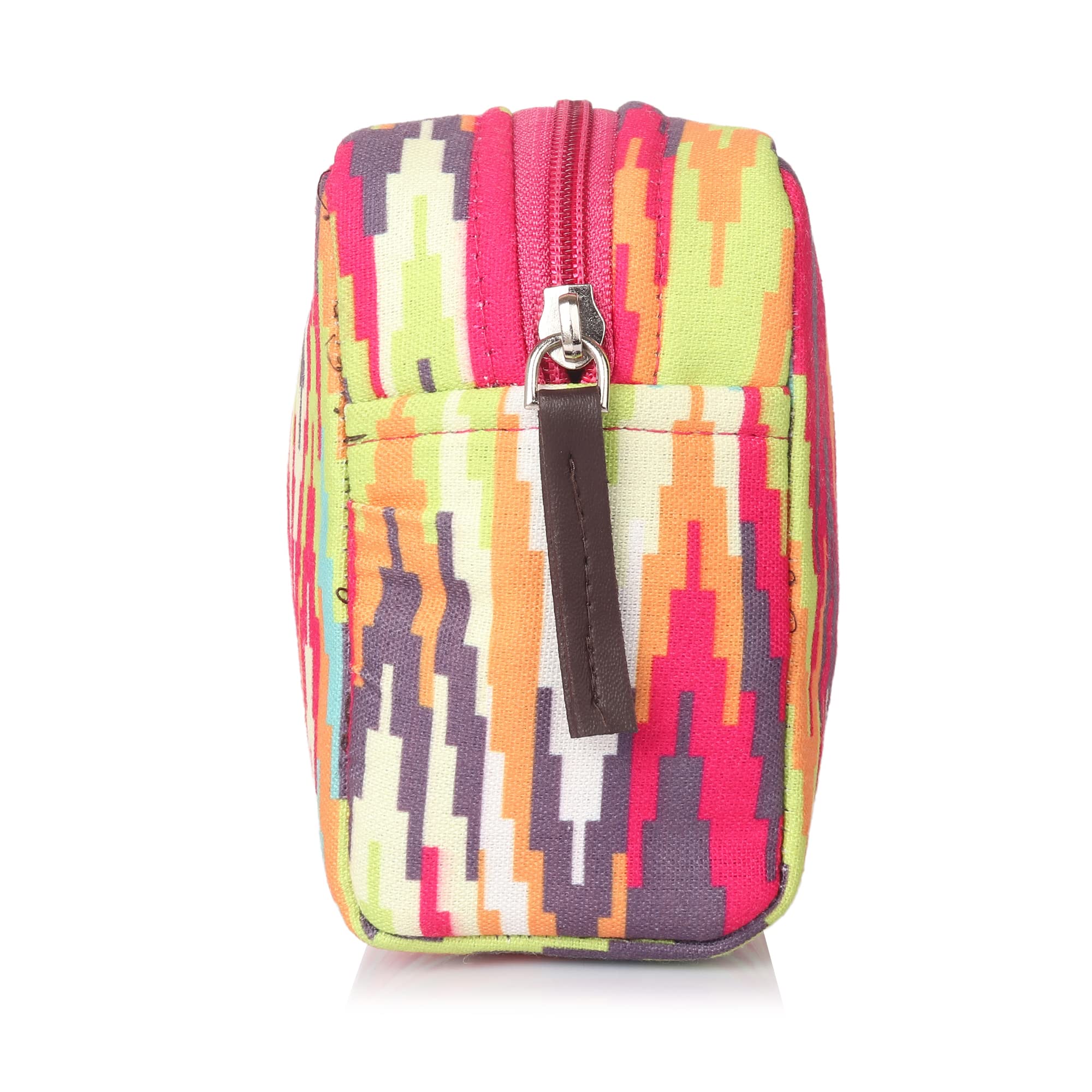 Vibrant Multi-Color Ikat Pattern Makeup Bag & Travel Organizer Pouch - Perfect for Cosmetics, Toiletries, Jewelry Storage & On-the-Go Essentials