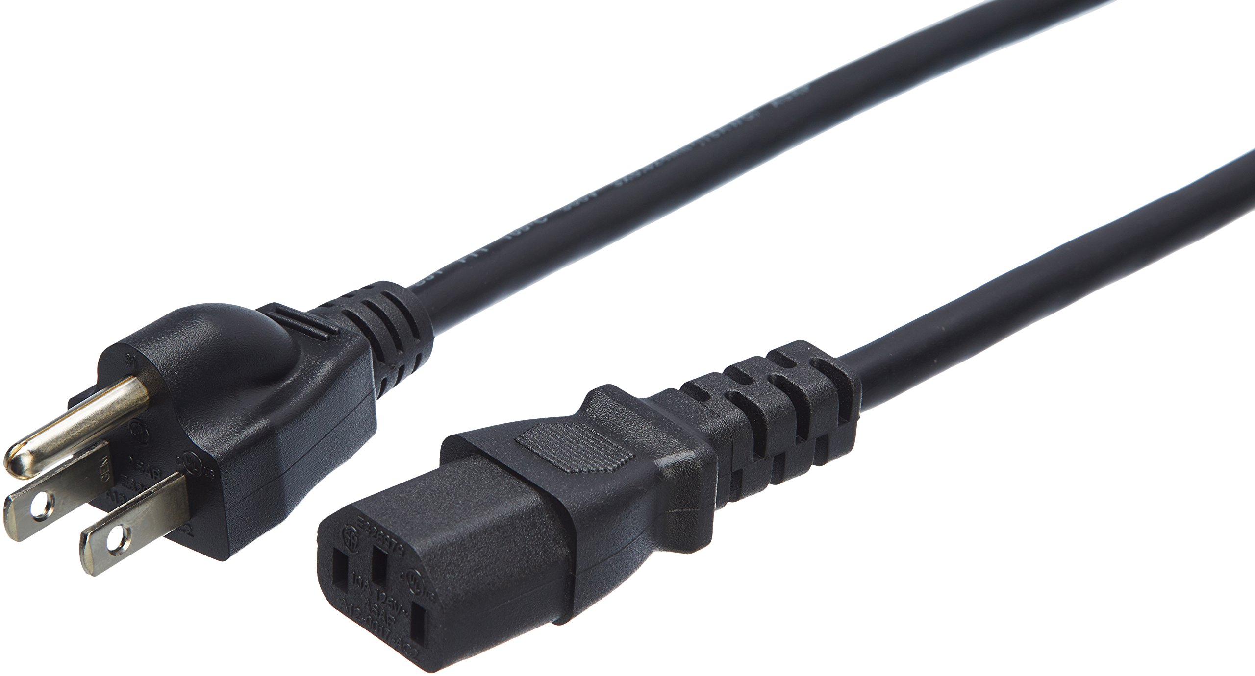 Amazon Basics 6 ft Computer Monitor TV Replacement Power Cord - 32 Count (Pack of 1) - Black - Perfect for Home Office, Gaming Setup & Electronics Replacement