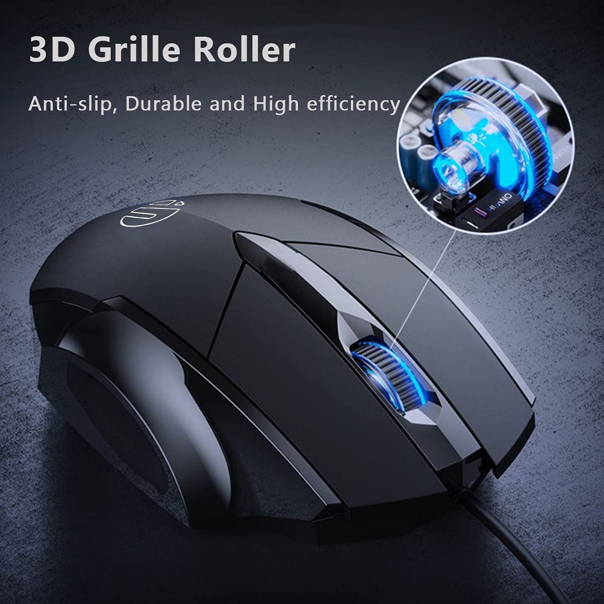 Silent USB Wired Mouse - 3-Button Ergonomic Optical Mouse for PC, Mac, Laptop - Perfect for Office & Home Use