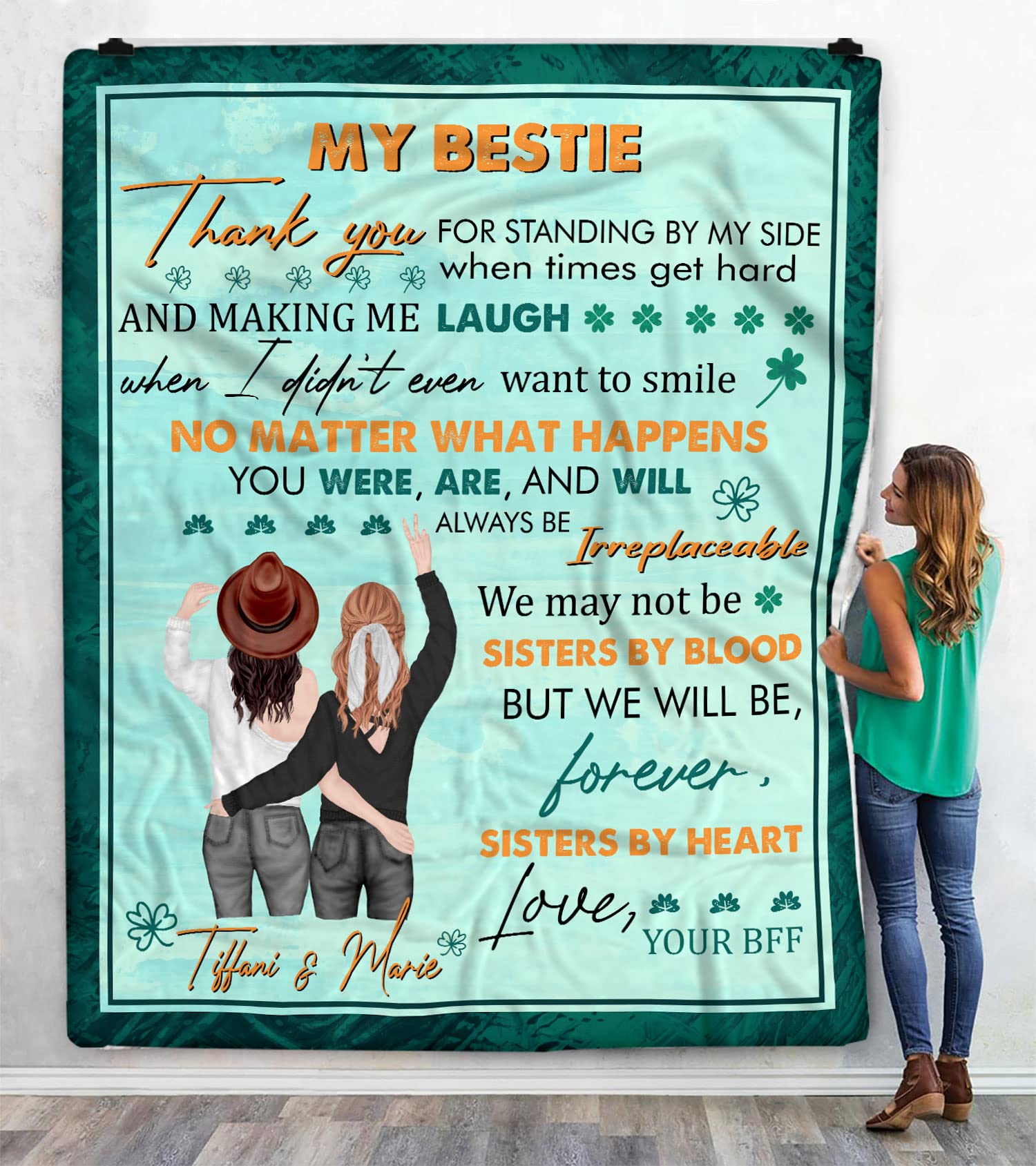 Personalized Fleece Blanket for Best Friend - Custom Name & Message Sherpa Blanket Gift for Women | Cozy BFF Gift for Birthdays, Anniversaries & Sleepovers