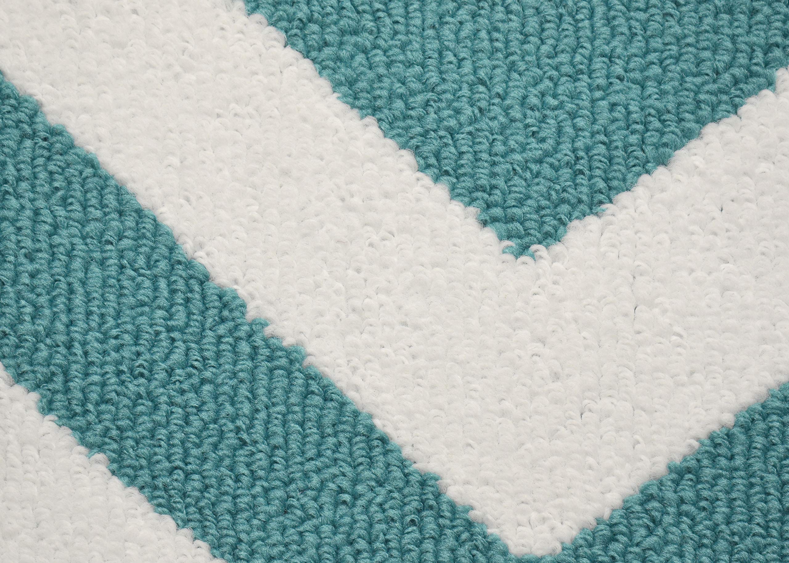 Garland Rug Chevron Area Rug 5x8 Feet - Teal and White Modern Geometric Design - Perfect for Living Room, Bedroom, or Office Decor