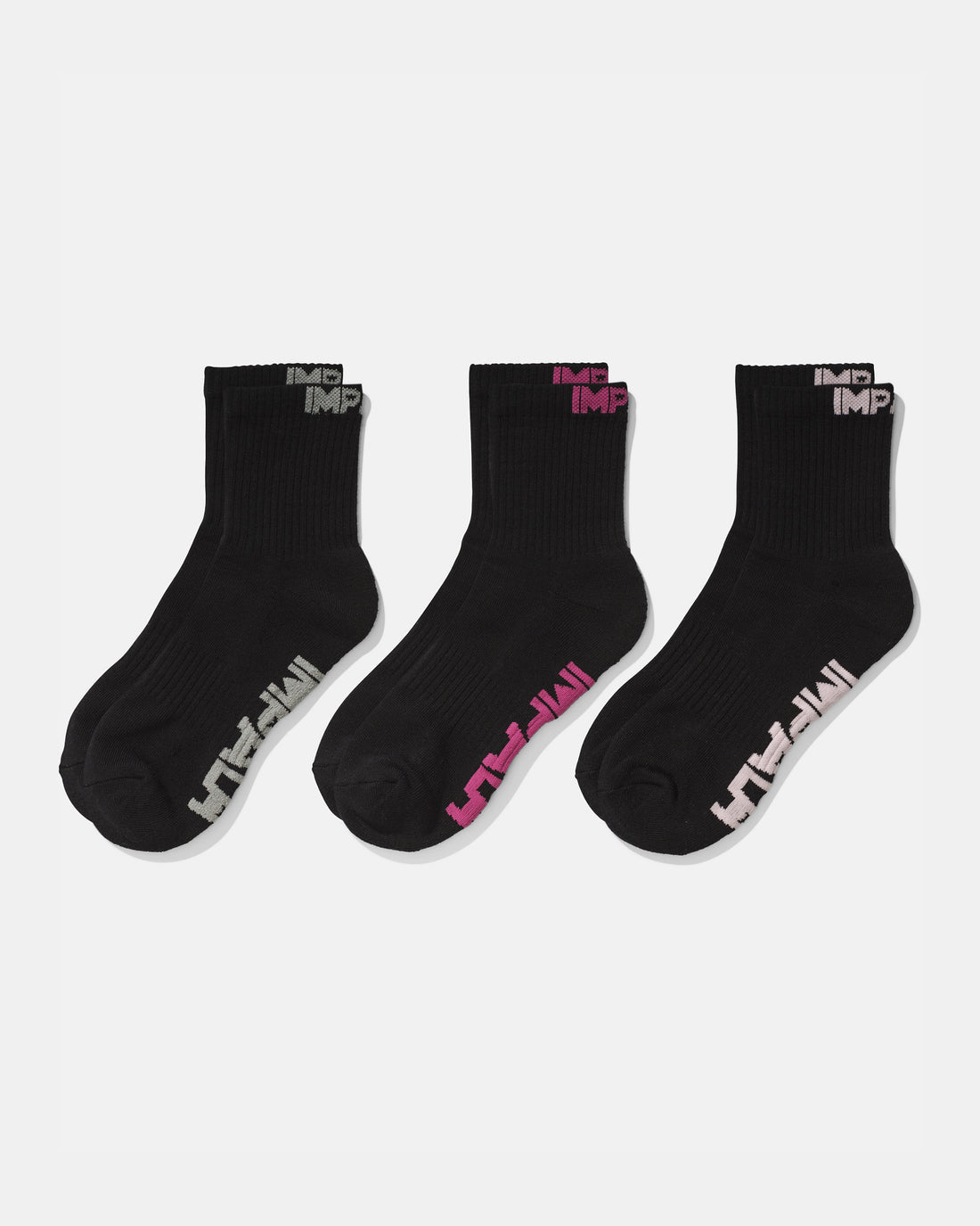 Impala Everyday Socks 3-Pack - Soft & Durable Cotton Crew Socks for Men & Women - Black - Perfect for Work, Gym & Daily Wear