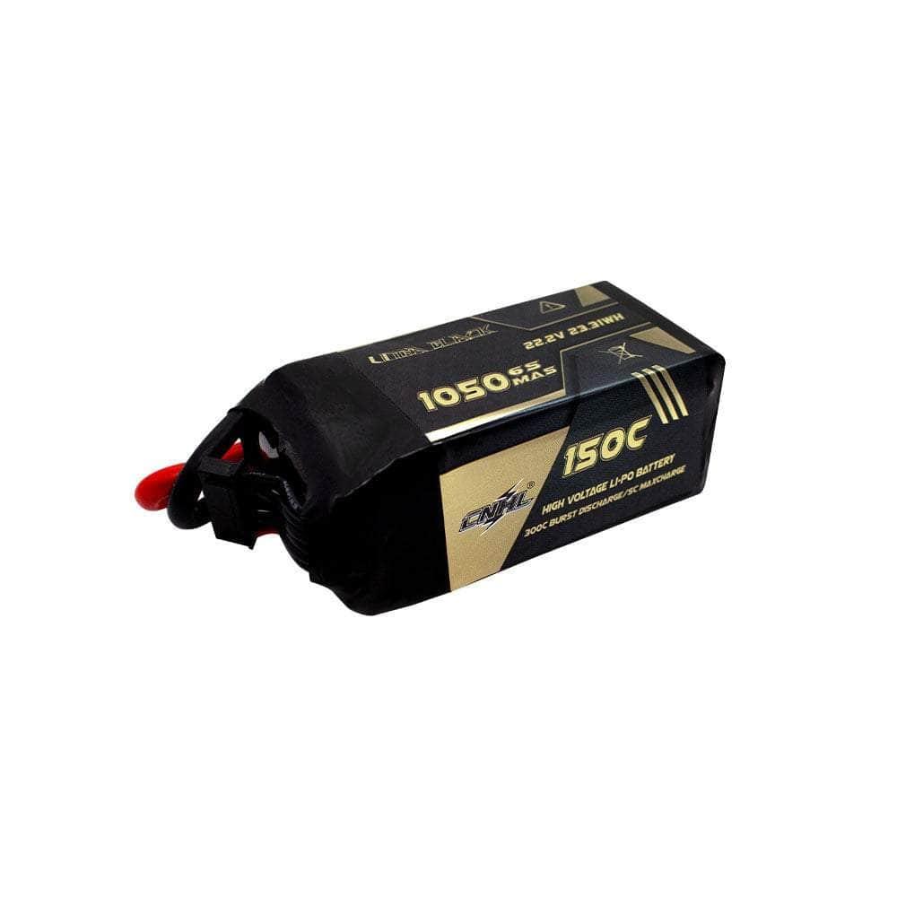 CNHL Ultra Black Series 22.2V 6S 1050mAh 150C LiPo Battery with XT60 Connector - High Performance RC Drone, Airplane & Helicopter Battery for Long Flight Time