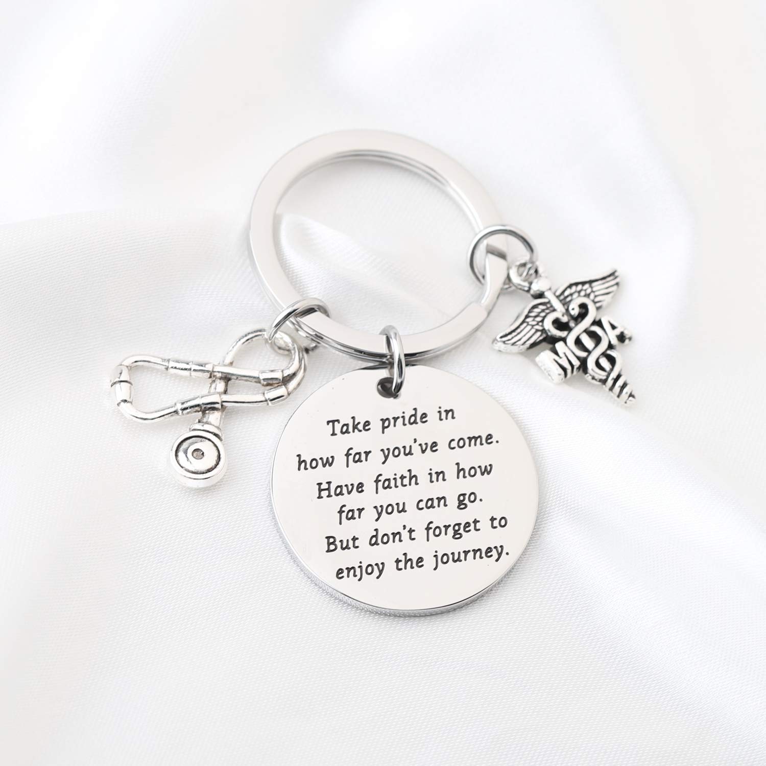 FUSTMW Medical Assistant Graduation Gift Keychain - Engraved MA Appreciation Present for Nurses & Healthcare Professionals - Perfect for Clinicals, White Coat Ceremonies & Nursing School Graduation