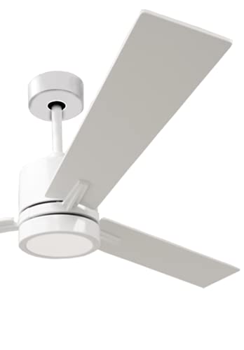 52 Inch White Ceiling Fan with LED Light - 3000K Warm White, 3 Blades, Quiet DC Motor - Perfect for Bedroom, Kids Room, Living Room & Home Office (Modern Indoor Cooling Solution)