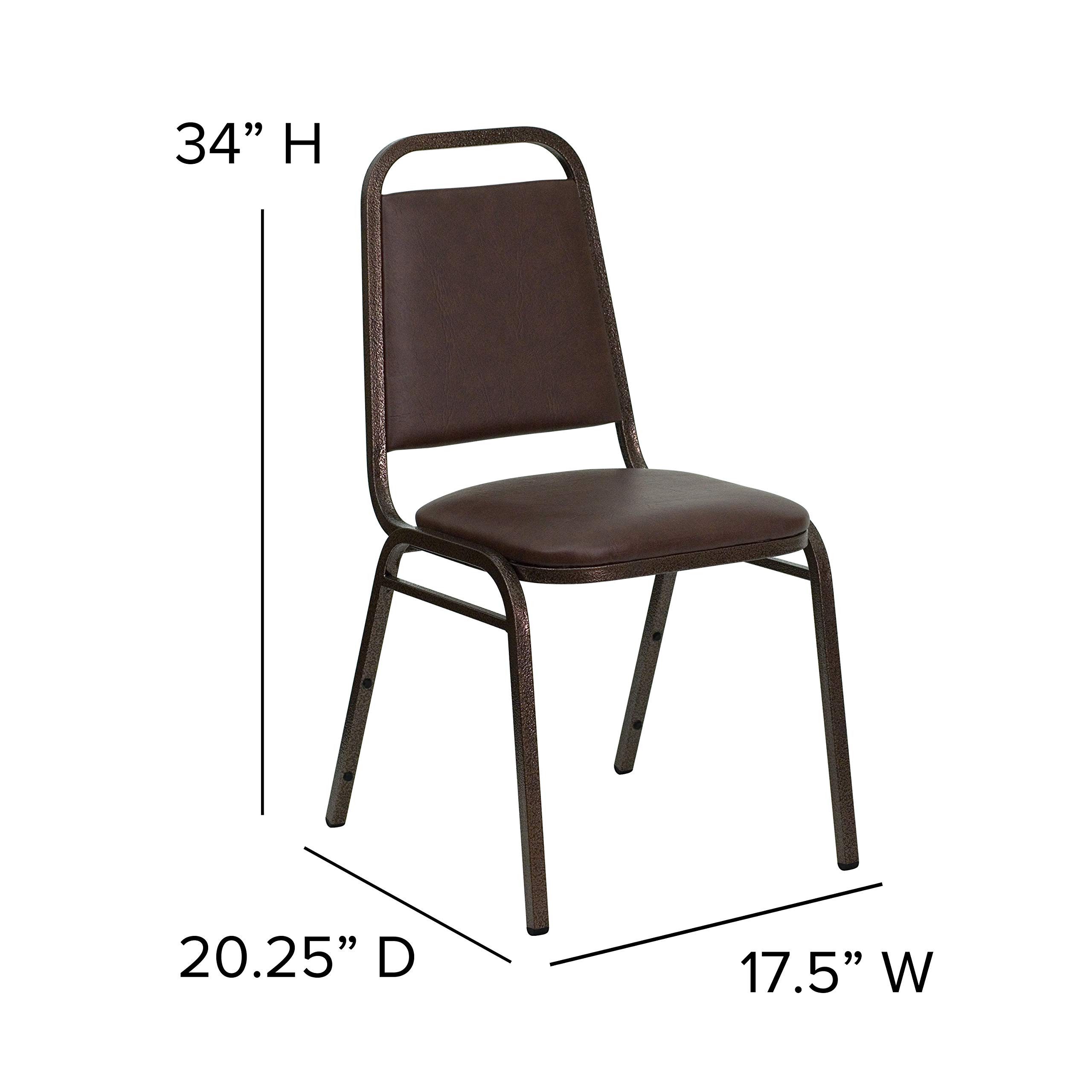 Flash Furniture 4-Pack HERCULES Series Stackable Banquet Chairs - Brown Vinyl Upholstery with Copper Vein Metal Frame | Perfect for Weddings, Events & Conference Rooms