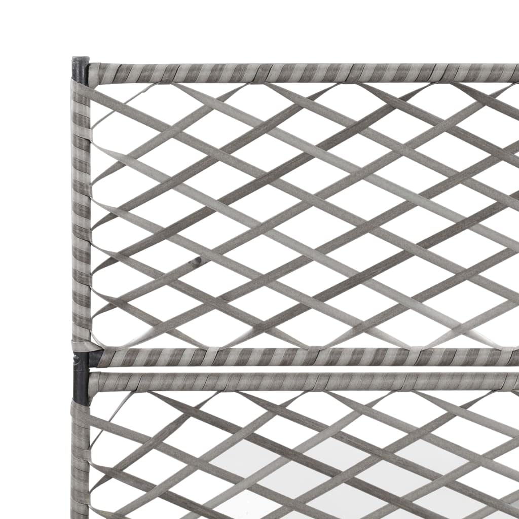 CHARMMA Trellis Raised Garden Bed with 3 Pots - 32.7x11.8x51.2 Inch Poly Rattan Planter Box in Gray - Perfect for Indoor/Outdoor Plants, Flowers, and Vegetables