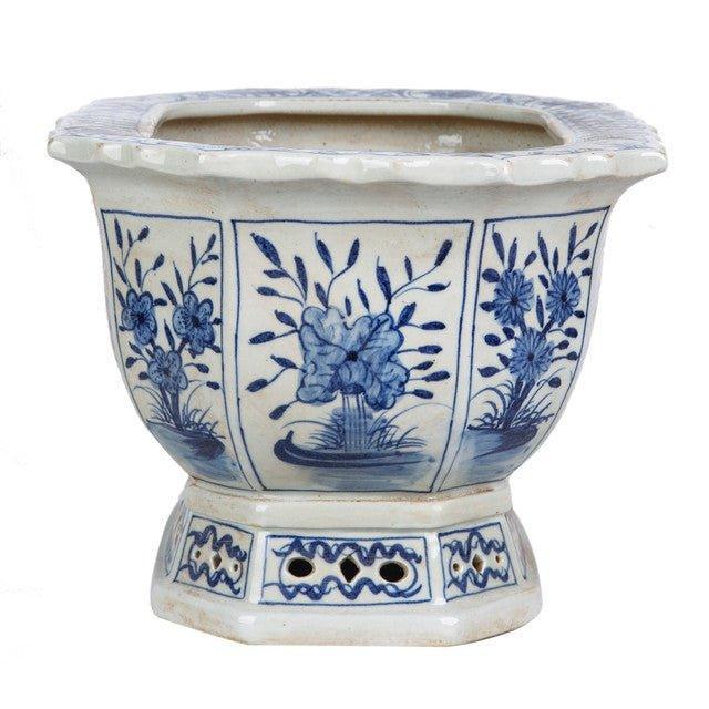 Blue and White Mountain Village Porcelain Foot Bath Planter - Handmade Ceramic Soaking Tub for Relaxation, Spa & Home Decor | Perfect for Bathrooms, Gardens, and Gift Giving