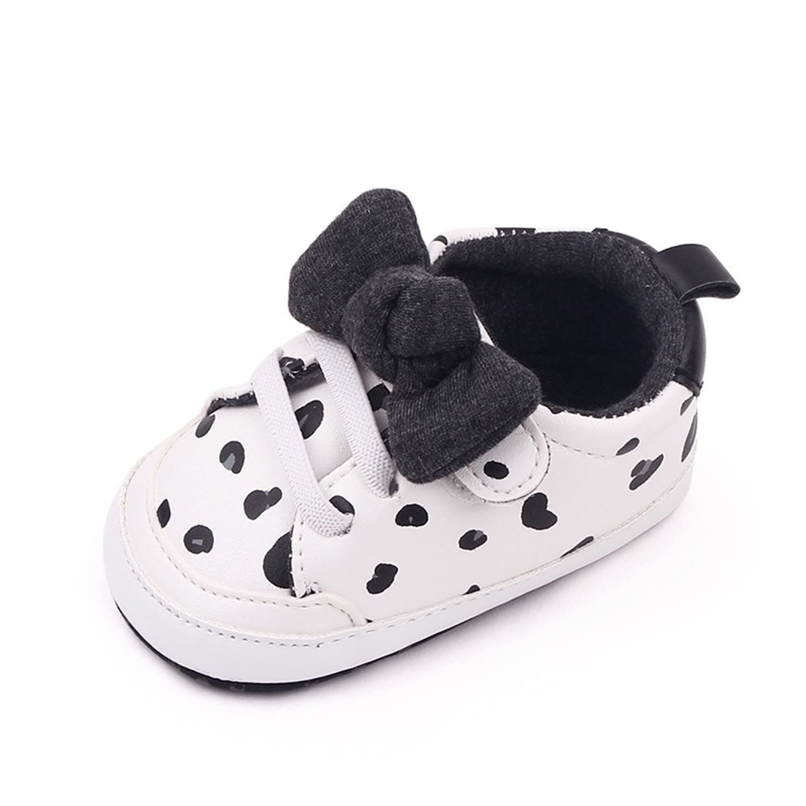 **Baby Boys & Girls PU Leather Lace-Up Sneakers - Cute Bow Design, Soft & Comfortable First Walking Shoes for Newborns & Infants - Perfect for Daily Walks, Playtime & Special Occasions**