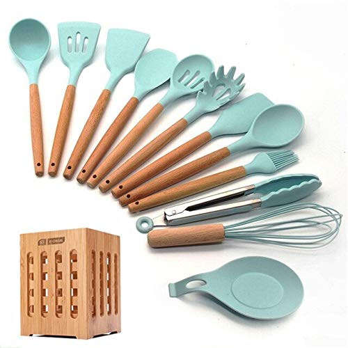 11/12/13Pcs Blue Silicone Kitchen Utensils Set - Nonstick Cooking & Baking Tools with Spoon, Spatula, and Accessories for Everyday Kitchen Use