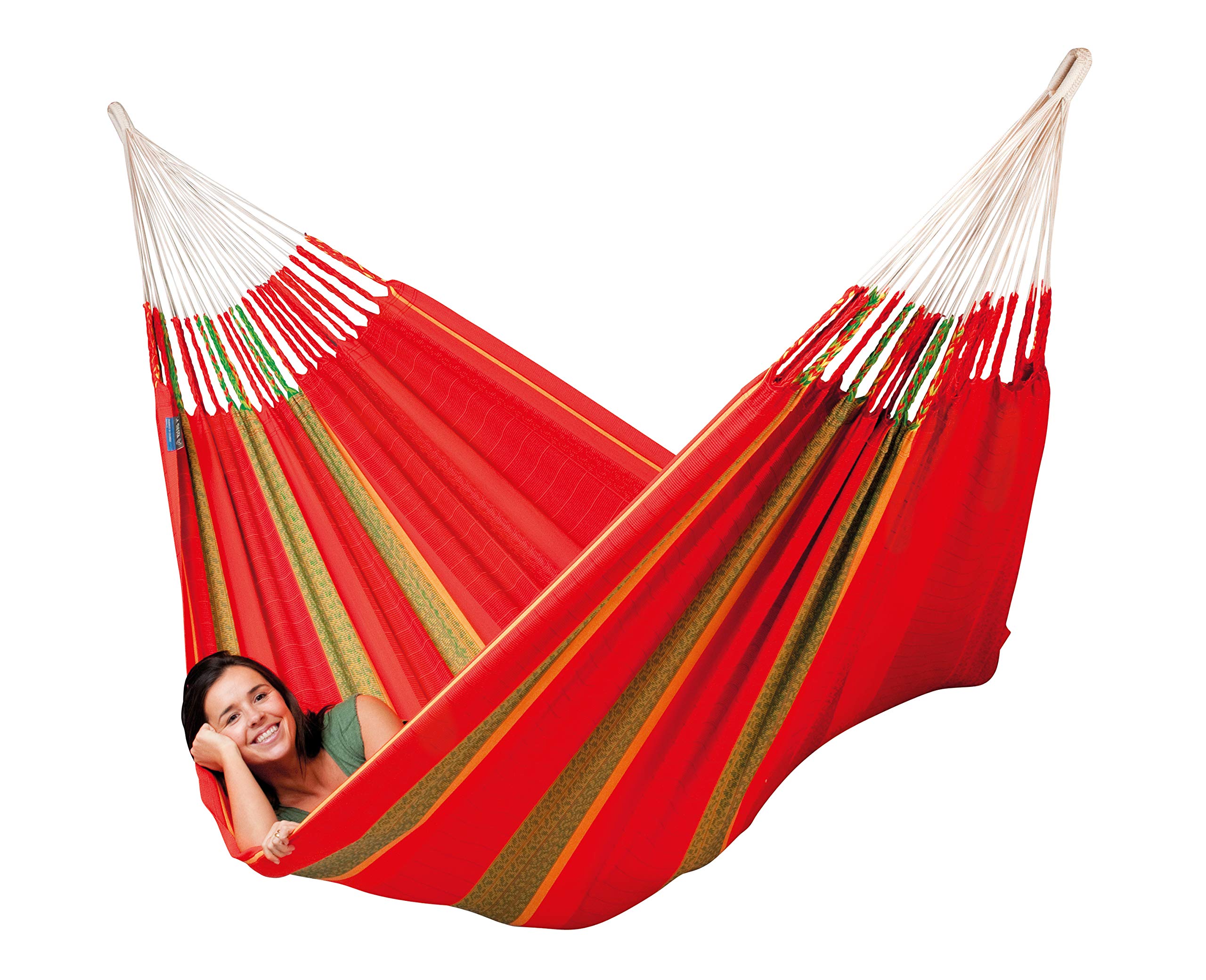LA SIESTA Flora Chilli - King Size Organic Cotton Family Classic Hammock for Backyard, Beach & Camping - Breathable & Durable Outdoor Relaxation