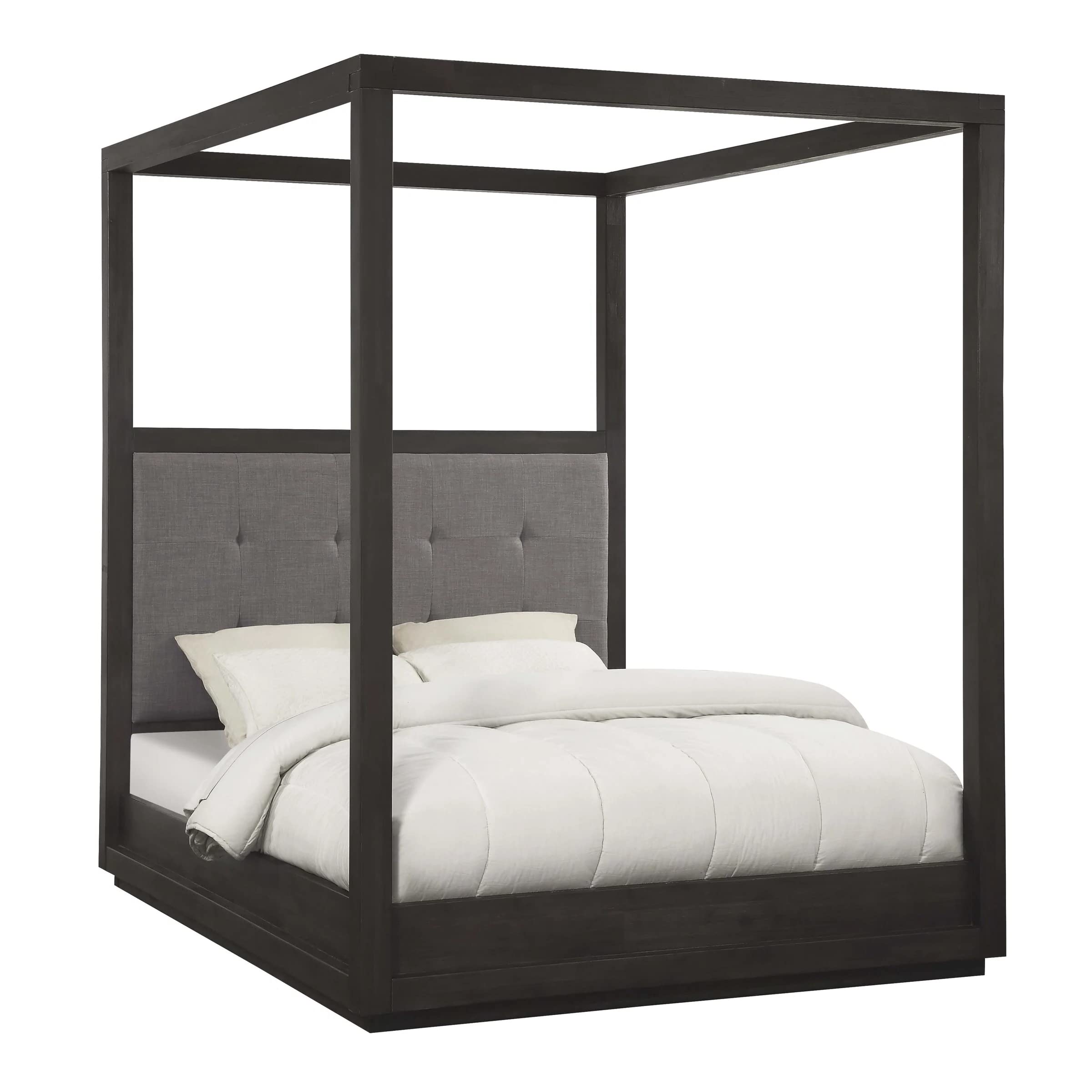 Modus Furniture Solid Wood Canopy Bed Frame - Full Size Oxford Dolphin Design for Bedroom, Guest Room & Master Suite
