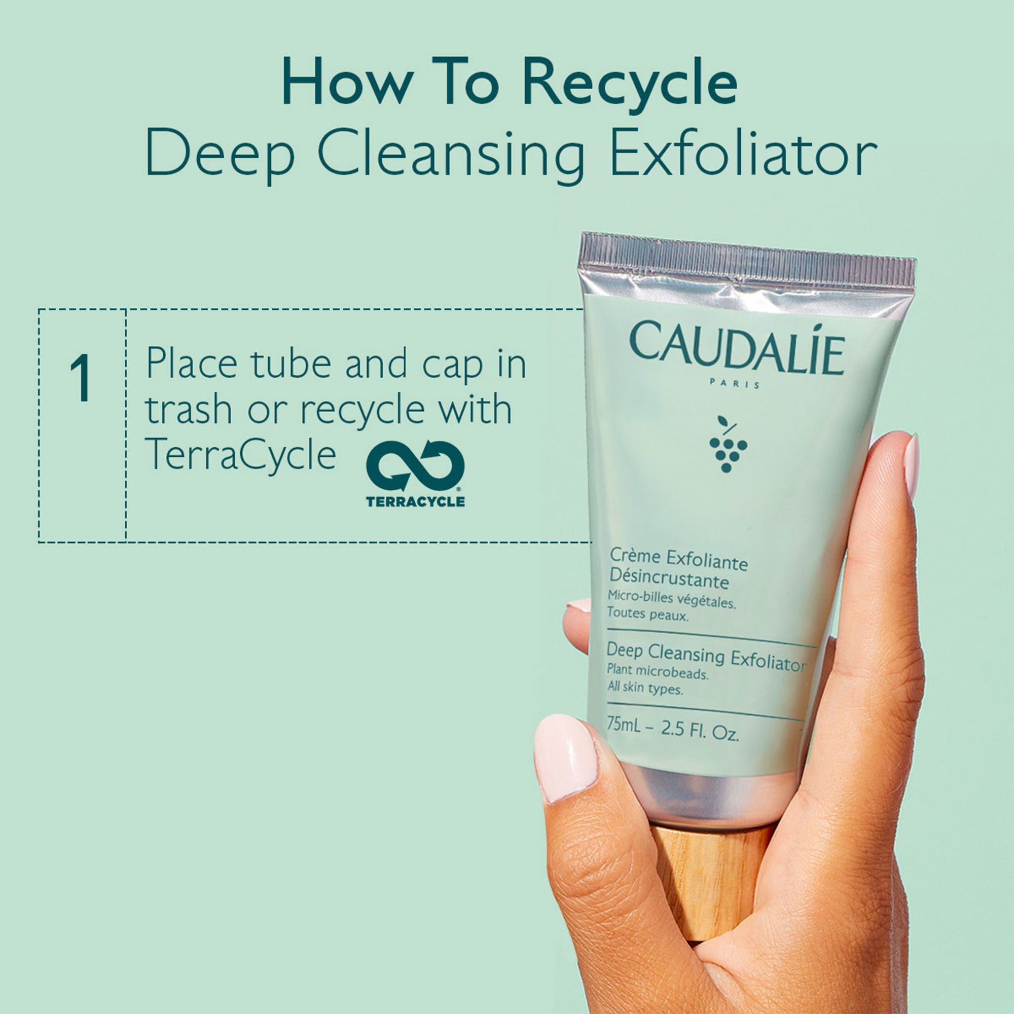 Caudalie Deep Exfoliating Cleanser - Gentle Face Scrub for Smooth Skin | Exfoliating Facial Wash for Glowing Complexion | Perfect for Daily Skincare Routine & Acne-Prone Skin