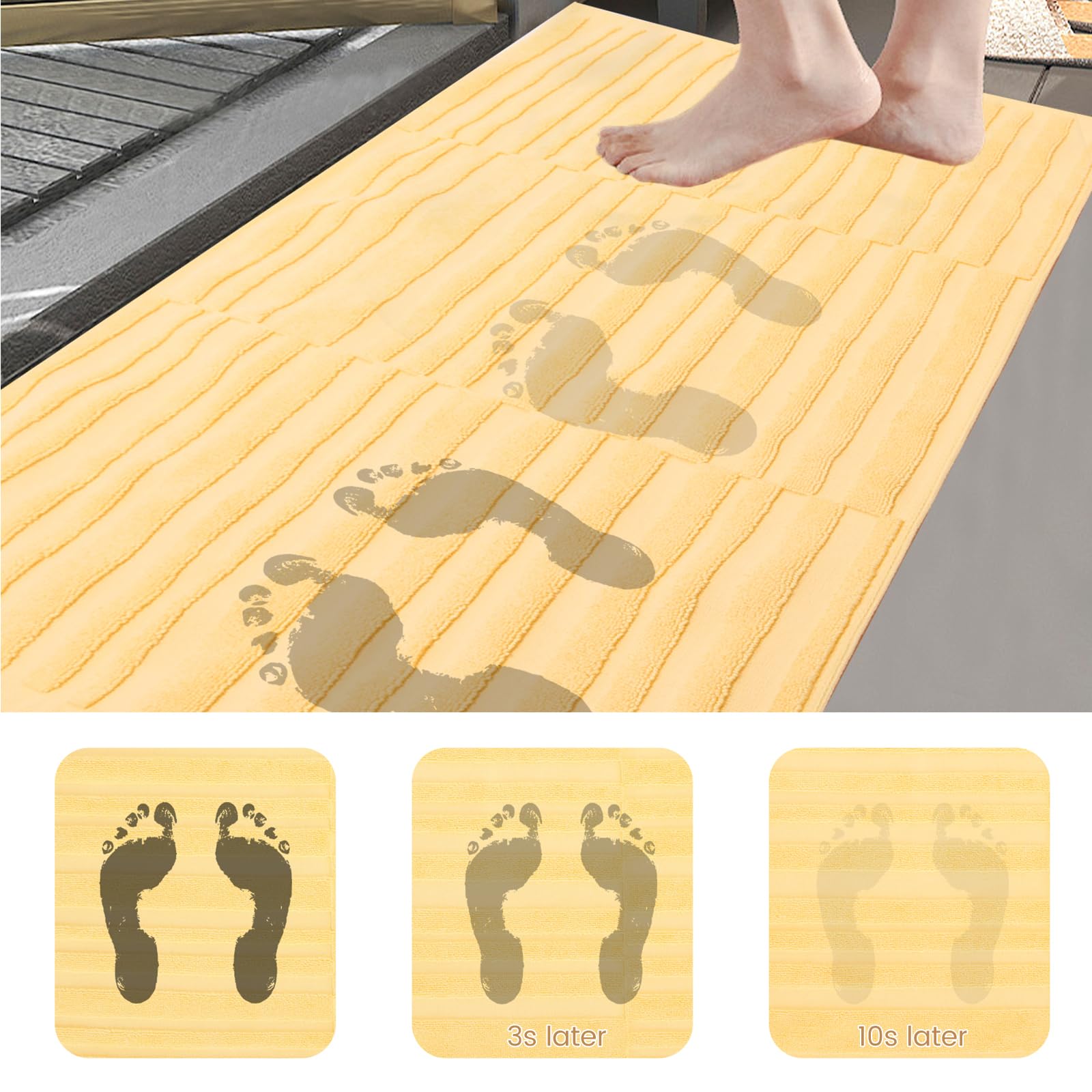 SEMAXE 2-Pack Cotton Bath Mats - Super Absorbent, Non-Slip Bathroom Floor Towels for Shower & Tub | Machine Washable, Soft & Durable (Lemon Yellow) - Perfect for Bathroom Safety & Comfort, Quick-Drying Foot Mats for Wet Floors