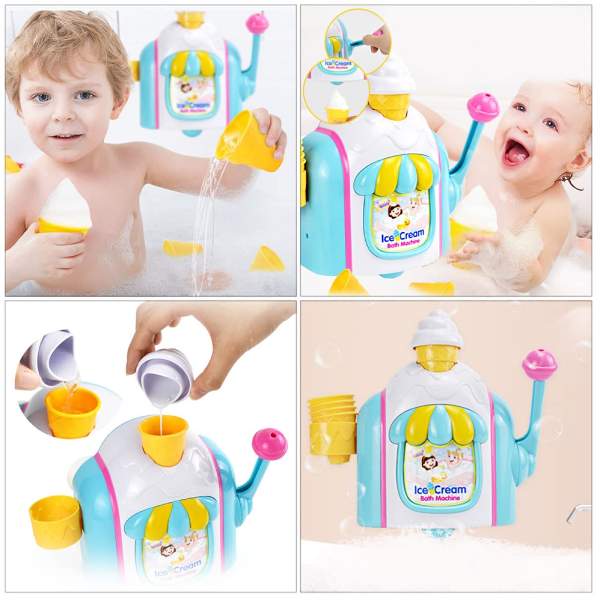 ABOOFAN Ice Cream Bubble Machine - Bubble Blower for Kids, Bubble Bath Toy for Girls & Boys, Fun Bath Time & Outdoor Play, Perfect for Parties & Summer Activities