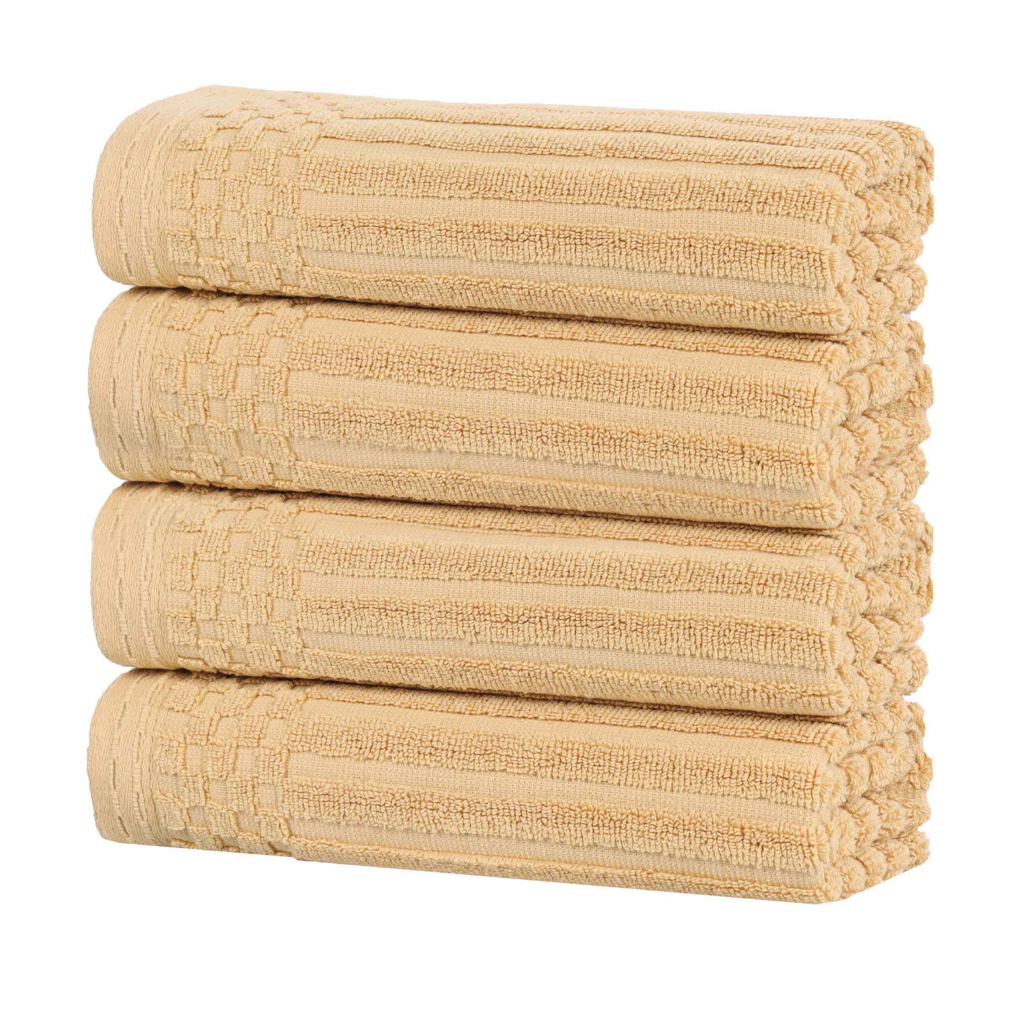 Premium Soho Ribbed Cotton Hand Towel Set - 4-Piece Ultra Absorbent Bath Towels for Kitchen, Bathroom & Gym - Soft & Quick-Drying