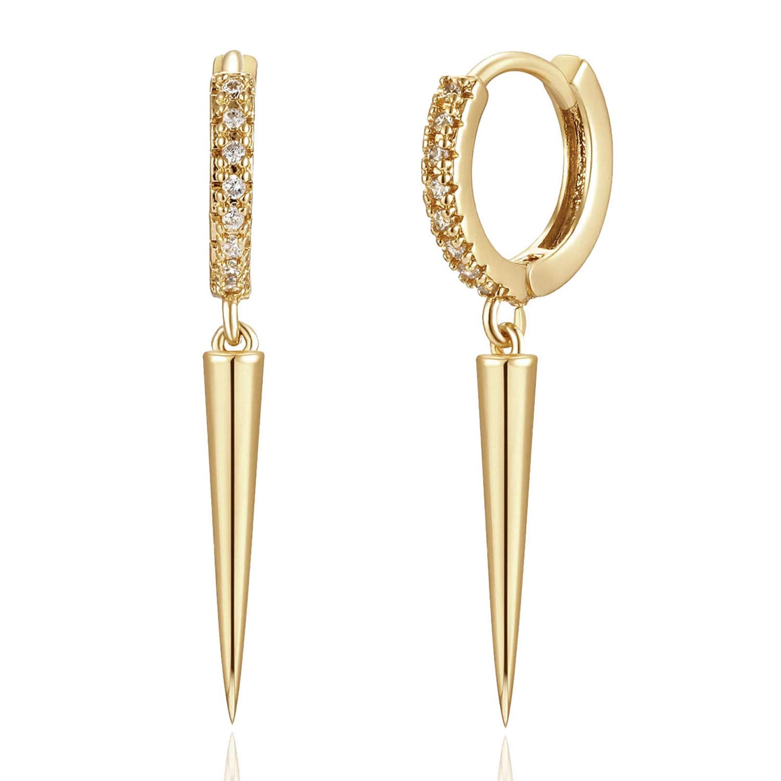 FETTERO 14K Gold Plated Hoop Dangle Earrings - Lightweight Drop Huggie Hoop Earrings for Women | Hypoallergenic & Dainty Everyday Jewelry | Perfect for Work, Date Night & Special Occasions
