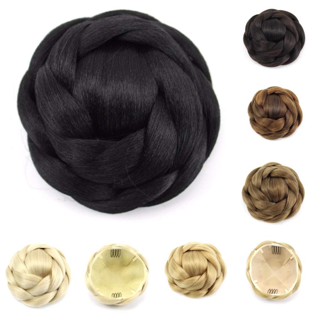 Large Synthetic Scrunchie Hair Bun Donut - Ash Blonde Clip-in Hairpiece for Updo, Chignon & Braided Styles | Perfect for Weddings, Parties & Cosplay | Easy DIY Hairstyle Accessory