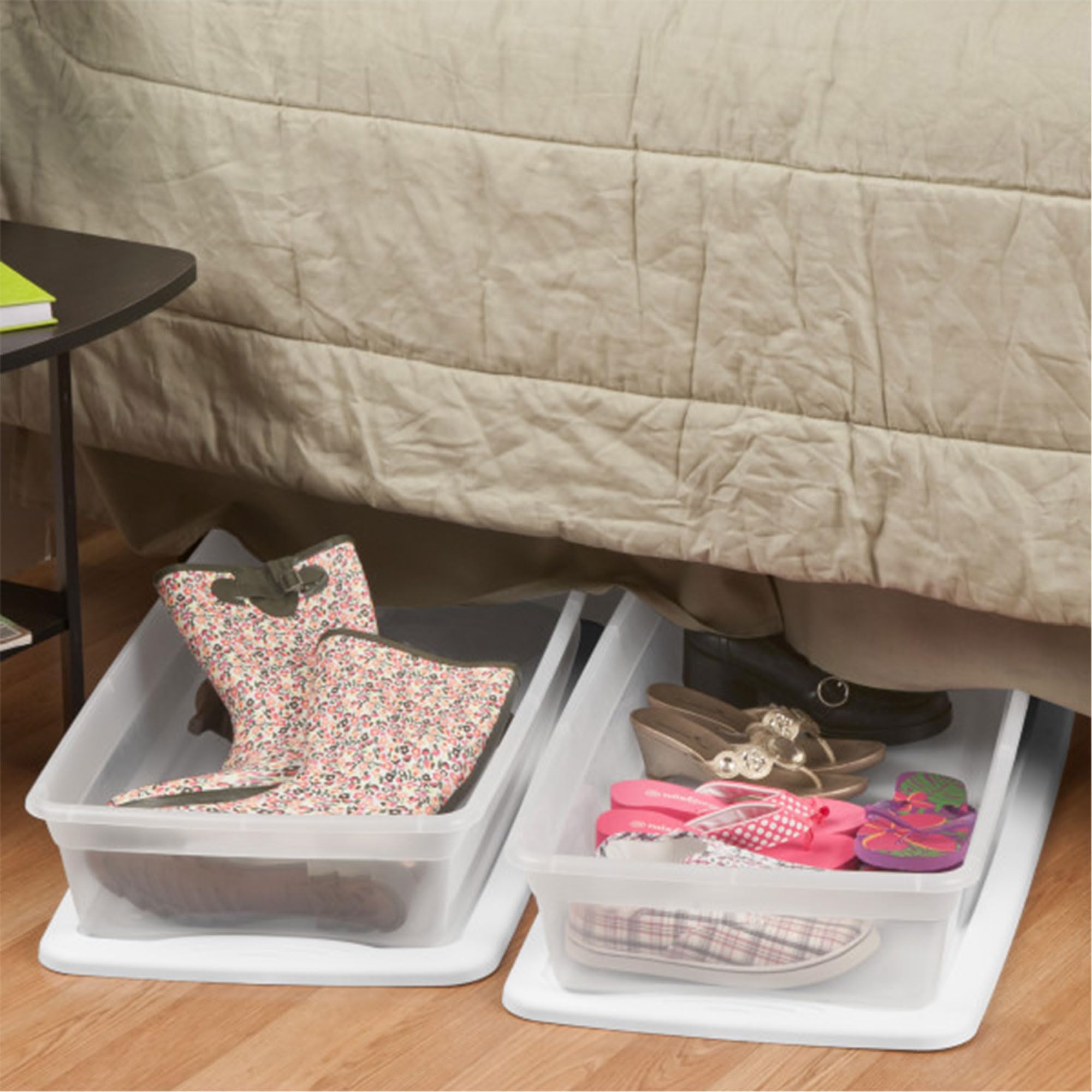 Sterilite 12-Pack Clear Plastic Under Bed Storage Boxes with Snap-On Lids - 41 Quart Stackable Bins for Clothes, Shoes & Seasonal Items - Perfect for Bedroom, Closet & Home Organization