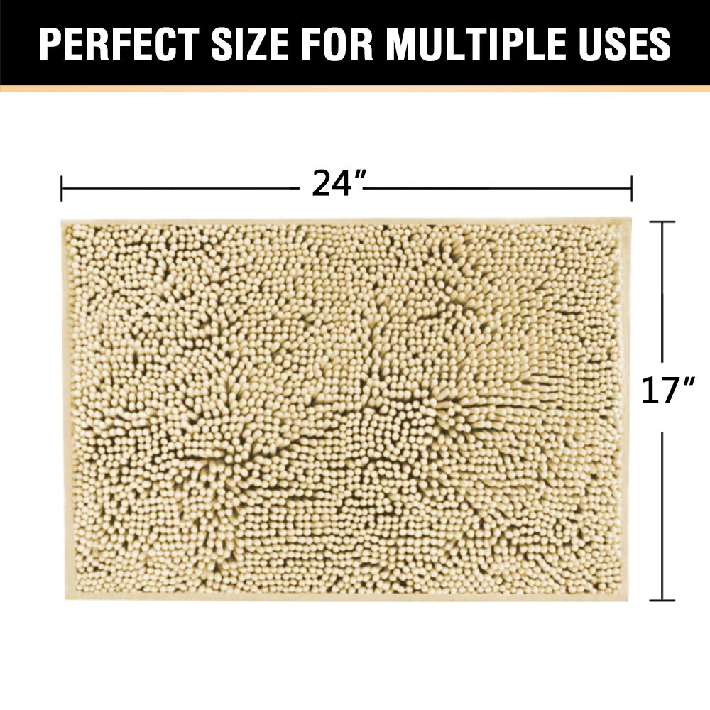 Premium Non-Slip Chenille Bath Mat - Extra Thick Absorbent Bathroom Rug (17