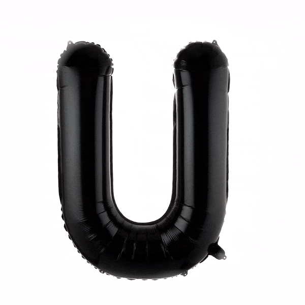 Black Mylar Letter U Balloon - 40 Inch Large Foil Alphabet Balloon for Birthday Party Decorations, Wedding, Graduation & Baby Shower Events - 1 Count Box