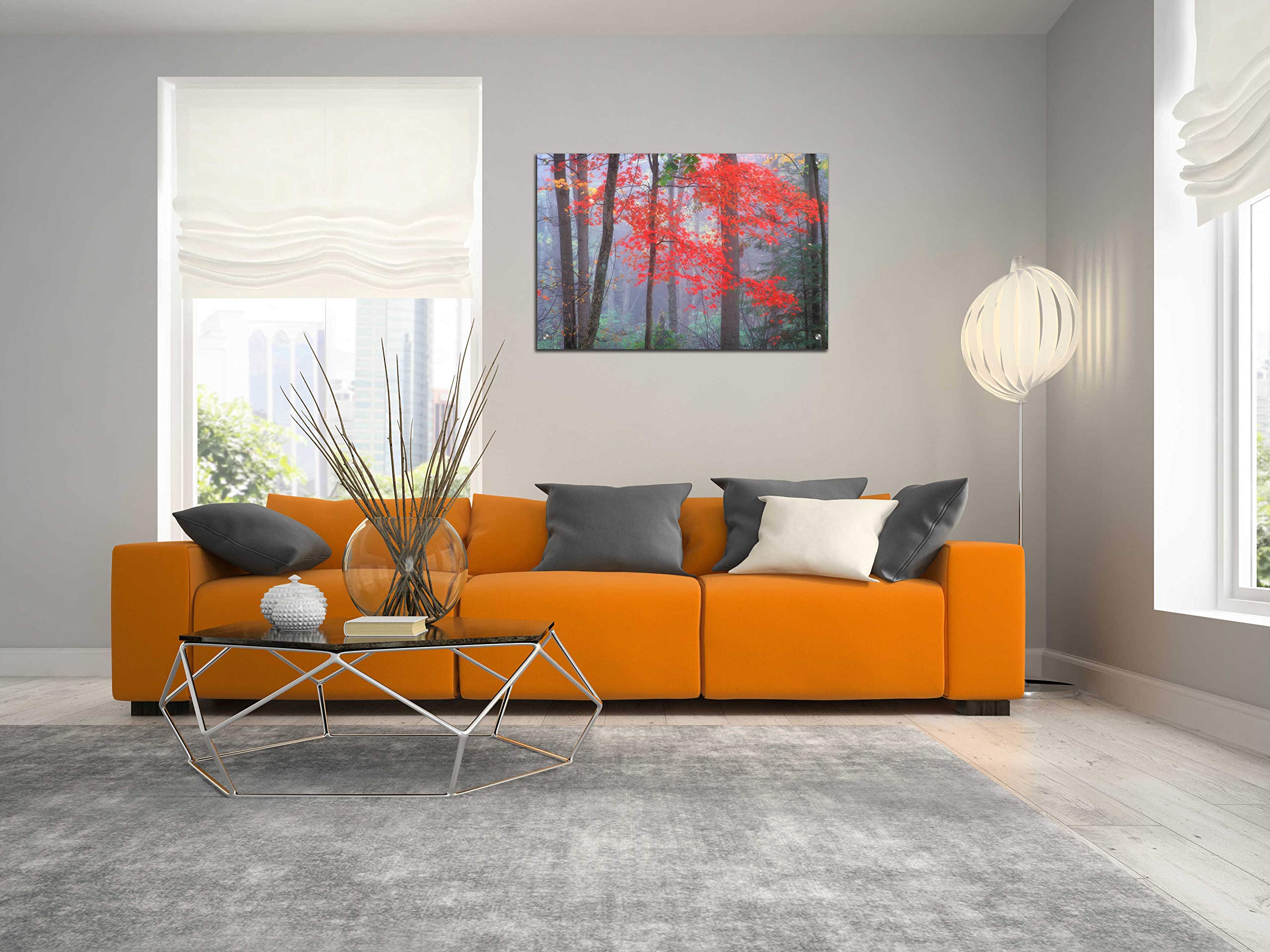 Epic Art 'Splash of Red' by Patrick Zephyr - 36x24 Inch Modern Acrylic Glass Wall Painting - Vibrant Abstract Home Decor for Living Room, Bedroom & Office