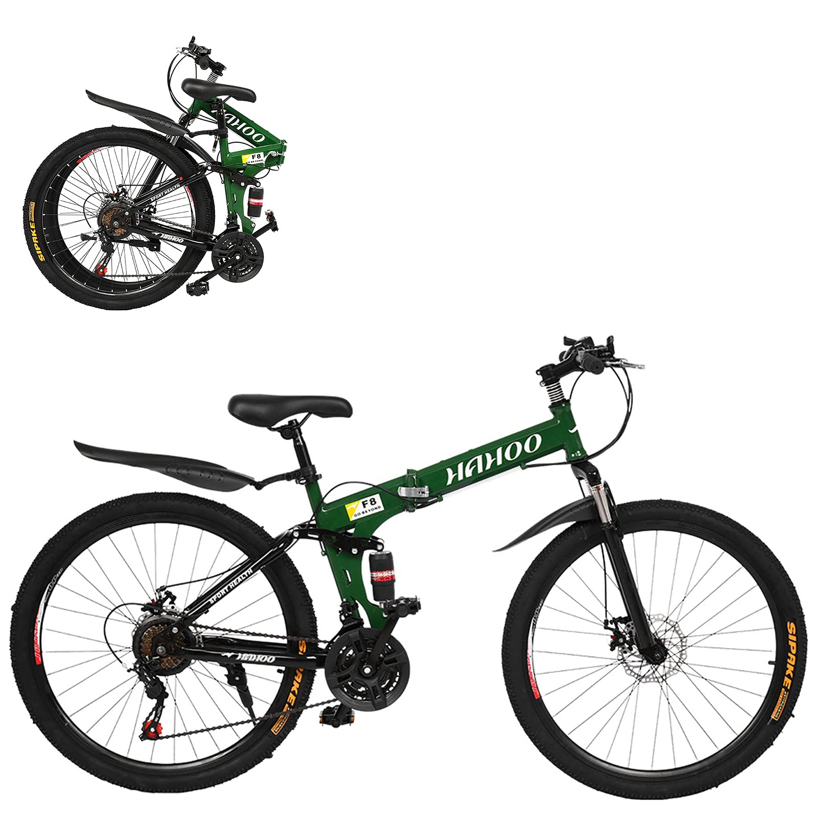 TOUNTLETS 26 Inch Folding Mountain Bike - Lightweight Full Suspension Commuter Bicycle with 21-Speeds & Dual Disc Brakes - Non-Slip City Riding Bike for Men & Women - Perfect for Urban Commuting, Trail Adventures & Weekend Getaways