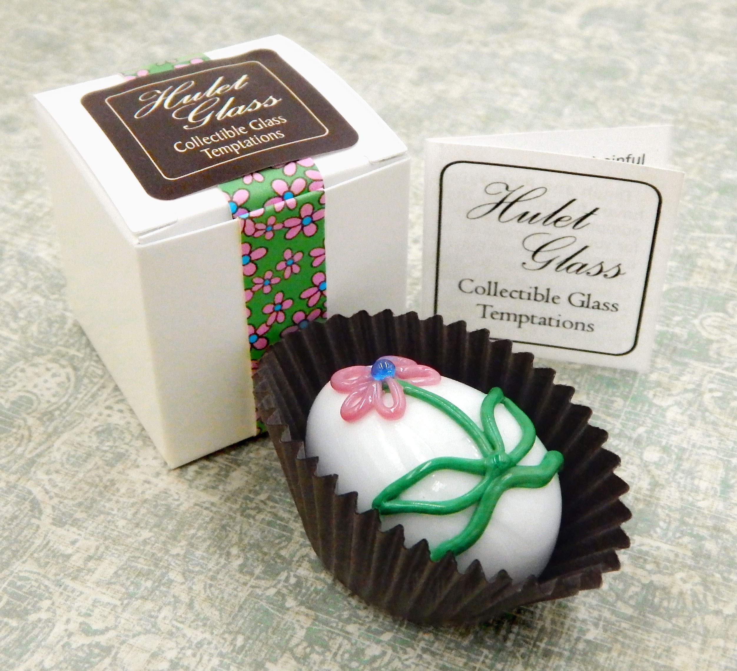 Handmade Art Glass Chocolate Egg Gift - Easter Decor with White Chocolate & Raspberry Flower - Perfect for Holiday Gifting, Home Decoration & Party Favors