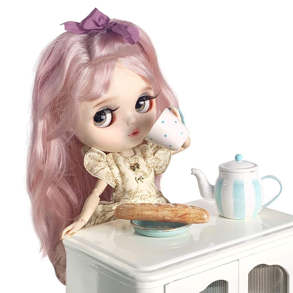 1:6 & 1:4 Scale Metal Dollhouse Miniature Cupboard Set - OB24 Blythe Dollhouse Furniture & Accessories for Realistic Home Decor & Collectors Display