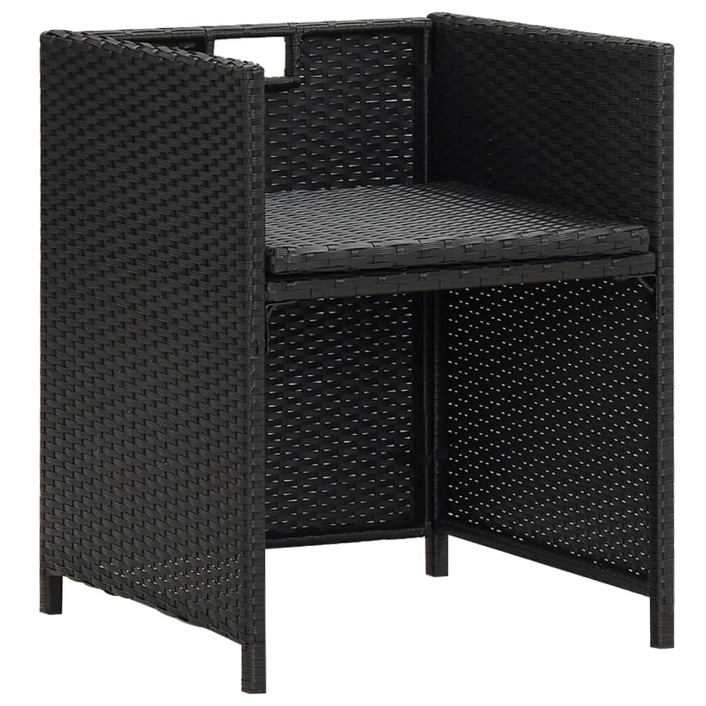 2-Piece Black Poly Rattan Patio Chairs Set with Cushions & Pillows - Outdoor Garden, Poolside, or Deck Furniture for Relaxing